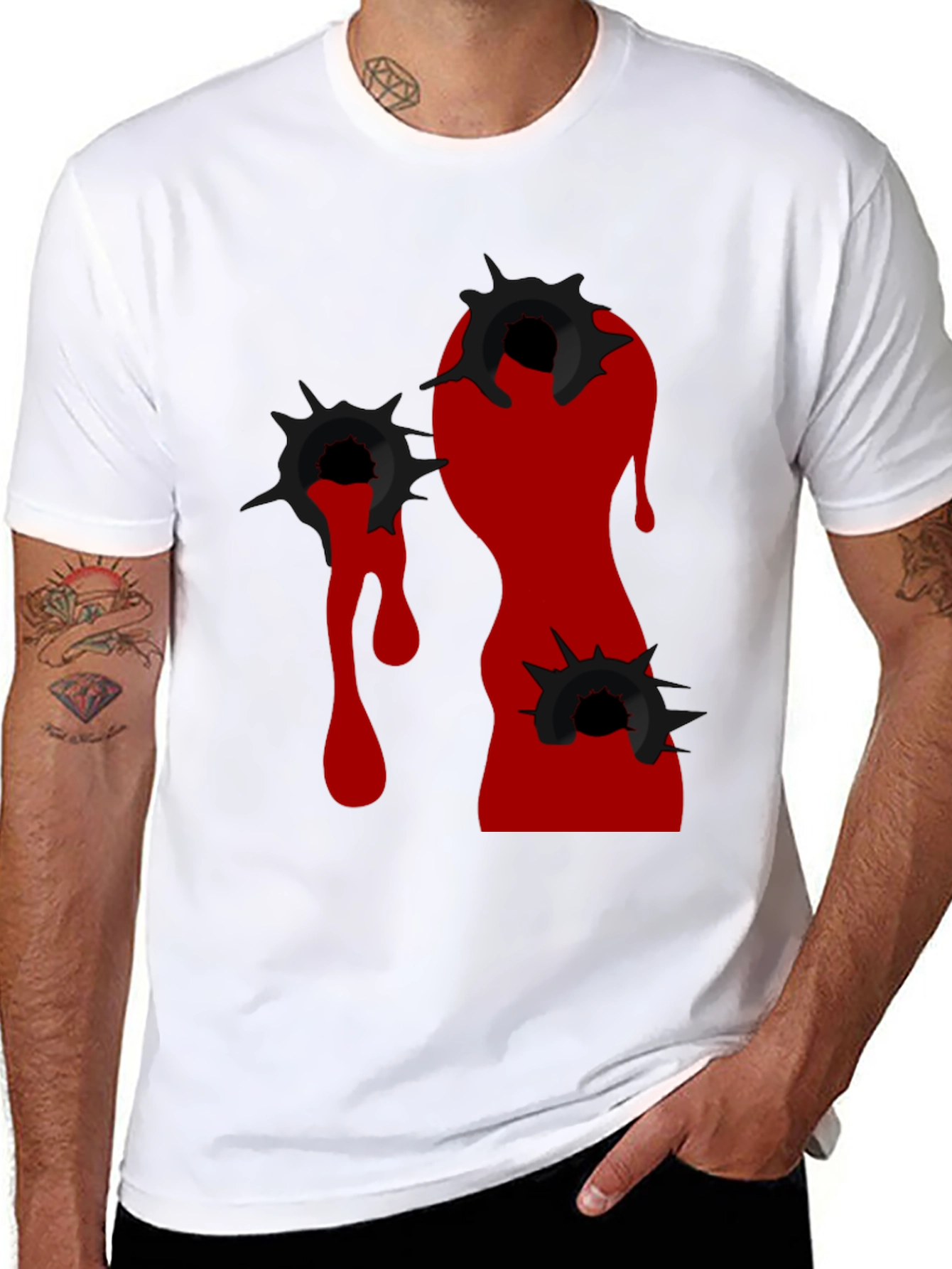 Edgy Bullet Hole Graphic T-Shirt