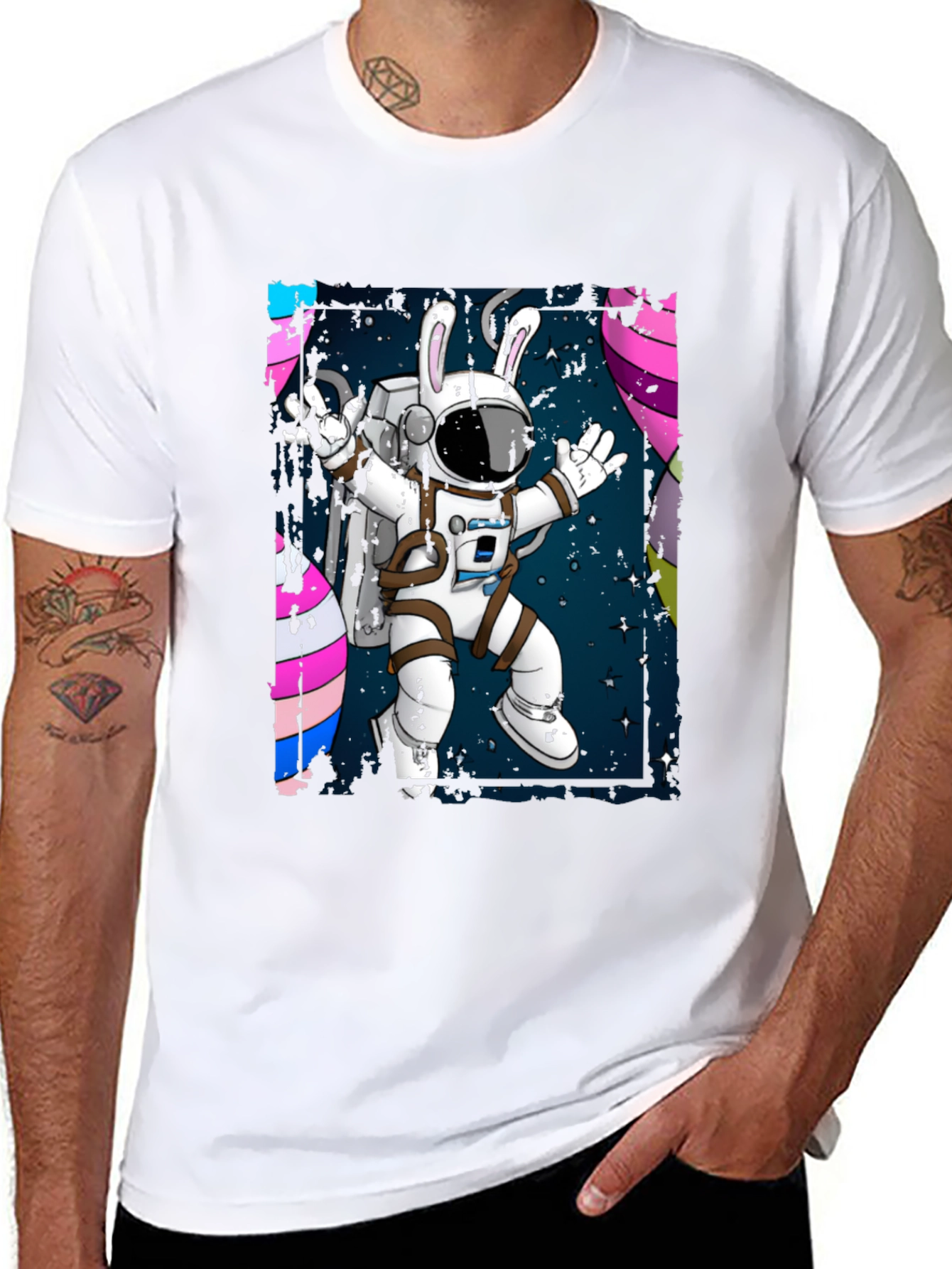 Astronaut Bunny Graphic Tee - Black