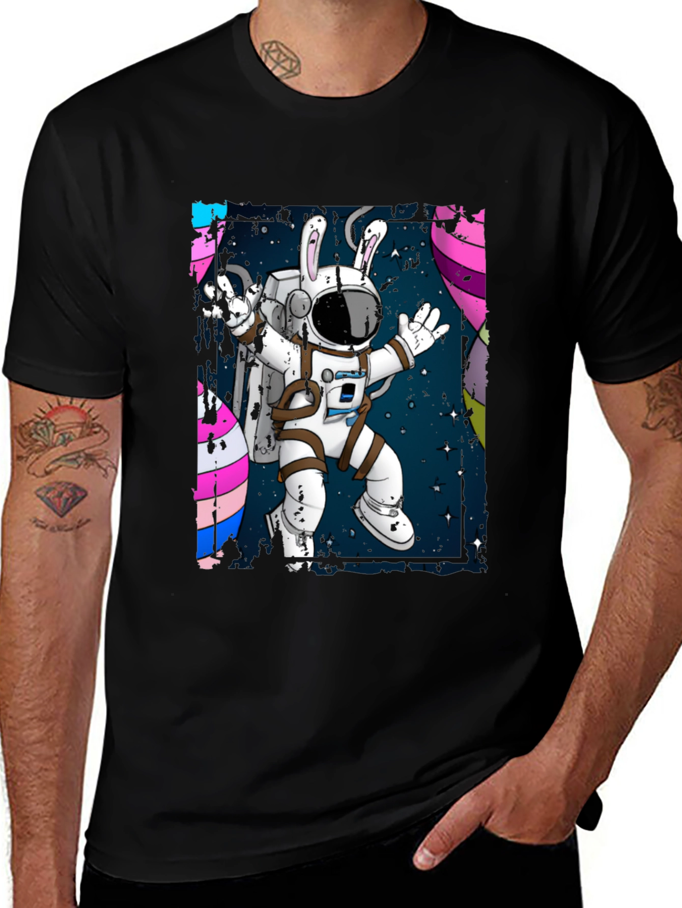 Astronaut Bunny Graphic Tee - Black