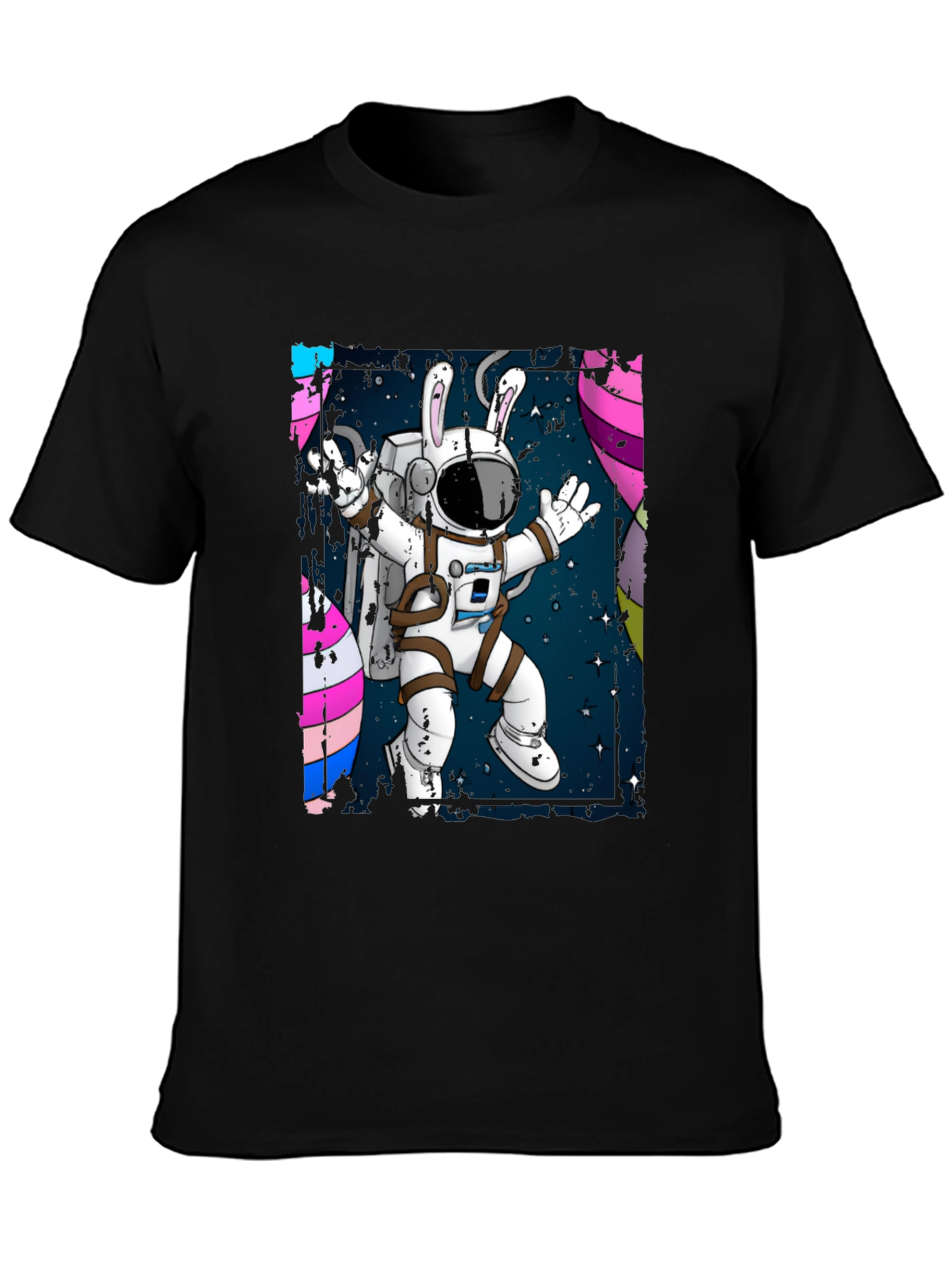 Astronaut Bunny Graphic Tee - Black