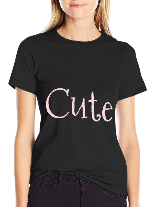 Cute Pink Print Black T-Shirt