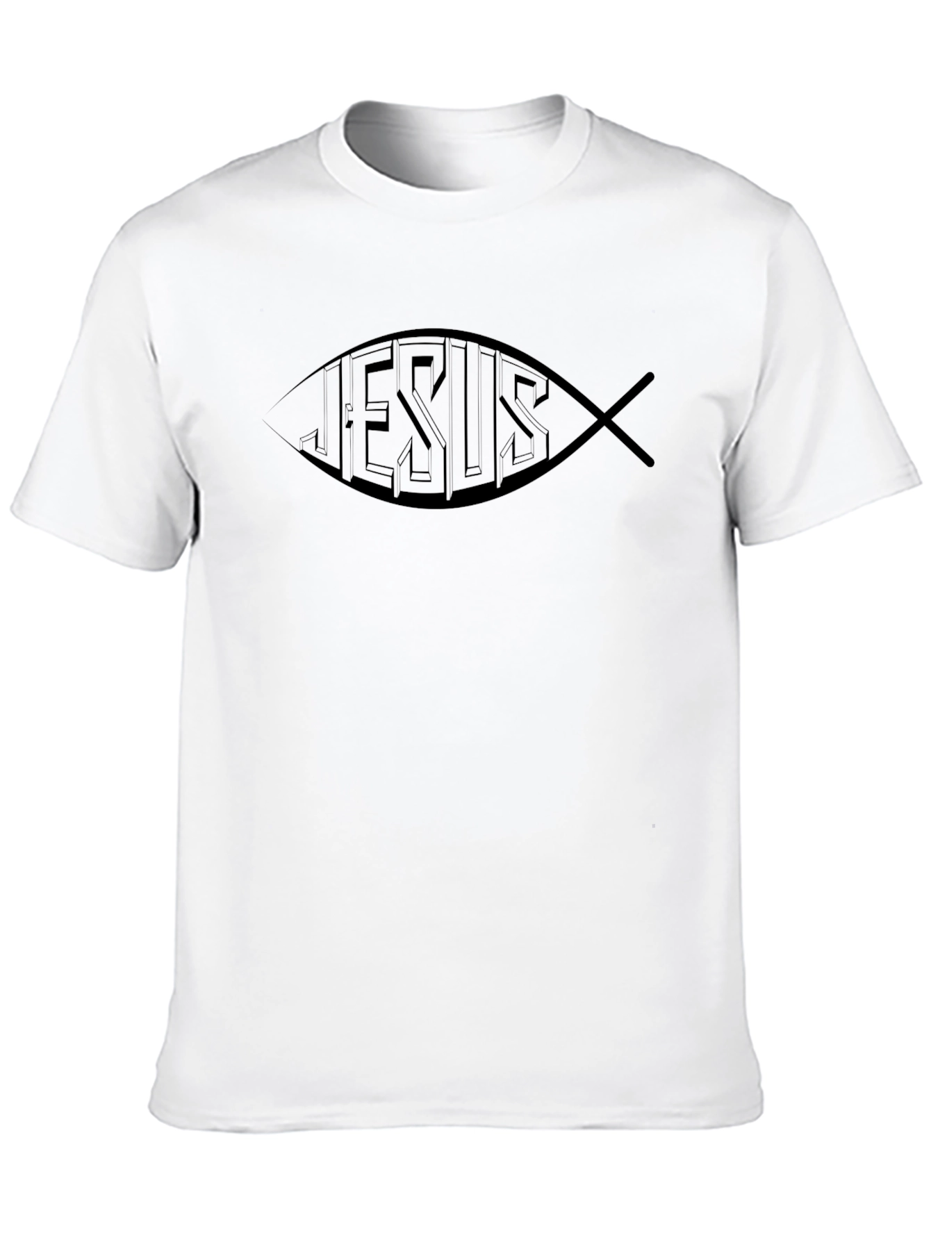 Jesus Fish Graphic Black T-Shirt