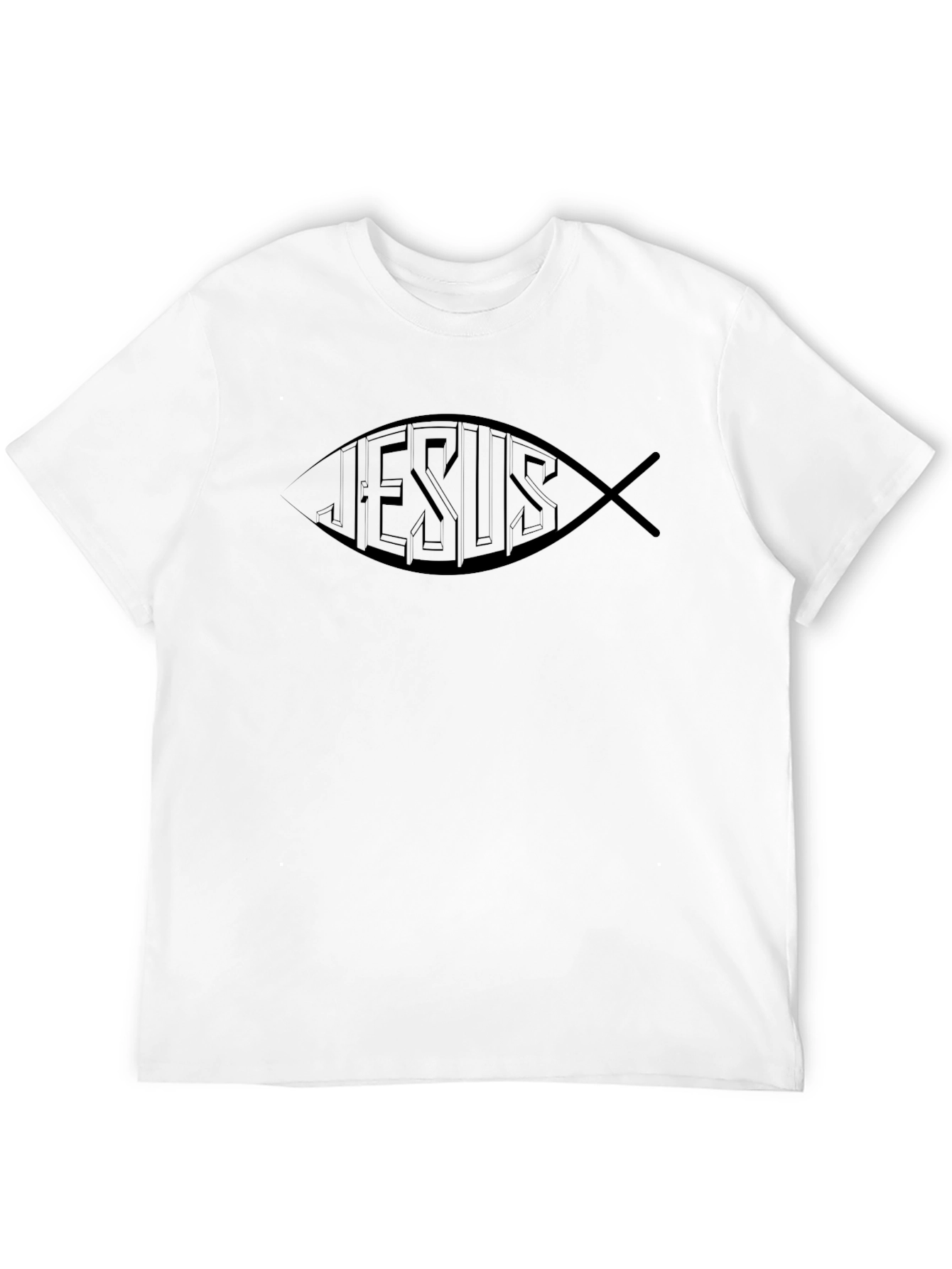 Jesus Fish Graphic Black T-Shirt