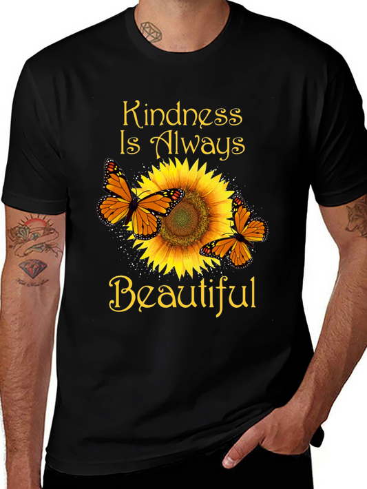 Kindness Butterfly Sunflower Graphic T-Shirt