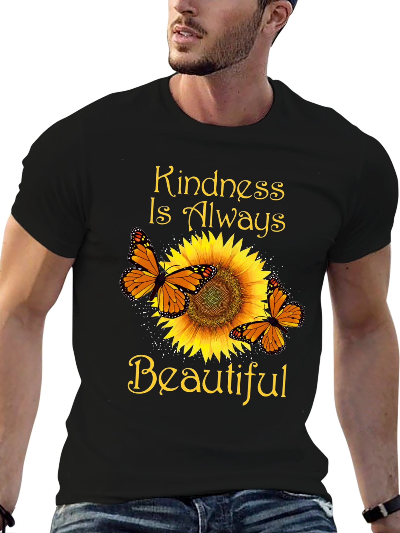 Kindness Butterfly Sunflower Graphic T-Shirt