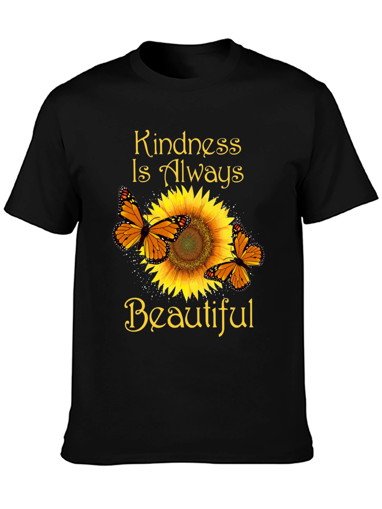 Kindness Butterfly Sunflower Graphic T-Shirt