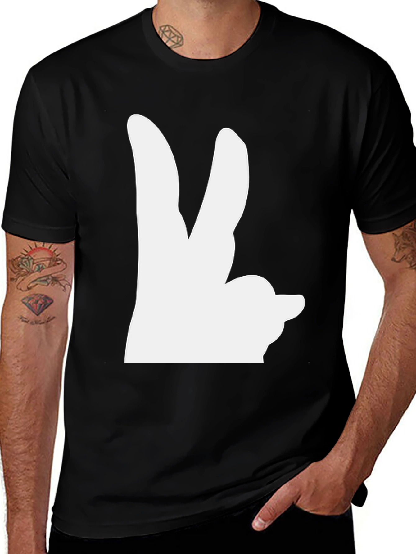 Bunny Hand T-Shirt - Black Graphic Tee