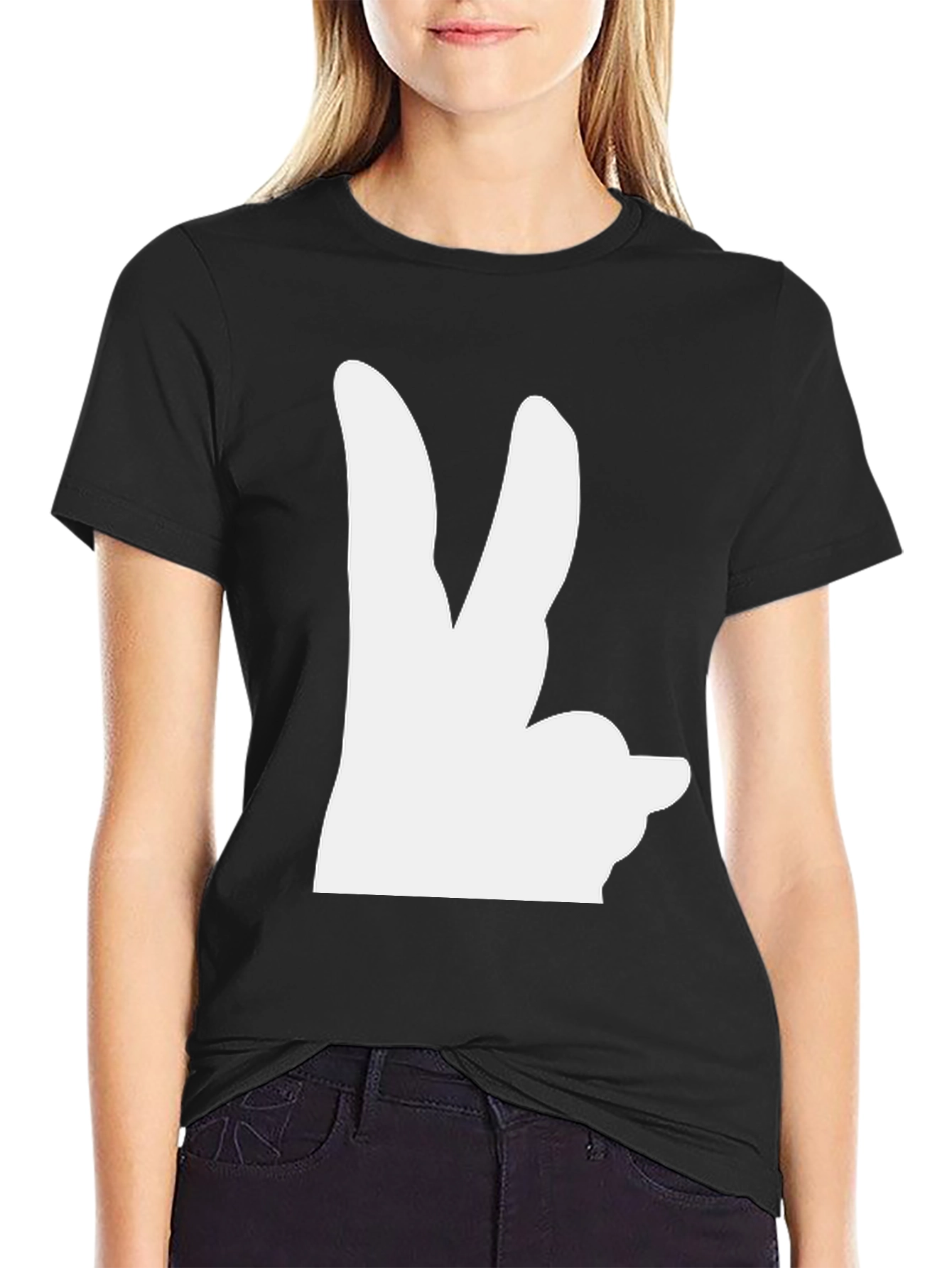 Bunny Hand T-Shirt - Black Graphic Tee