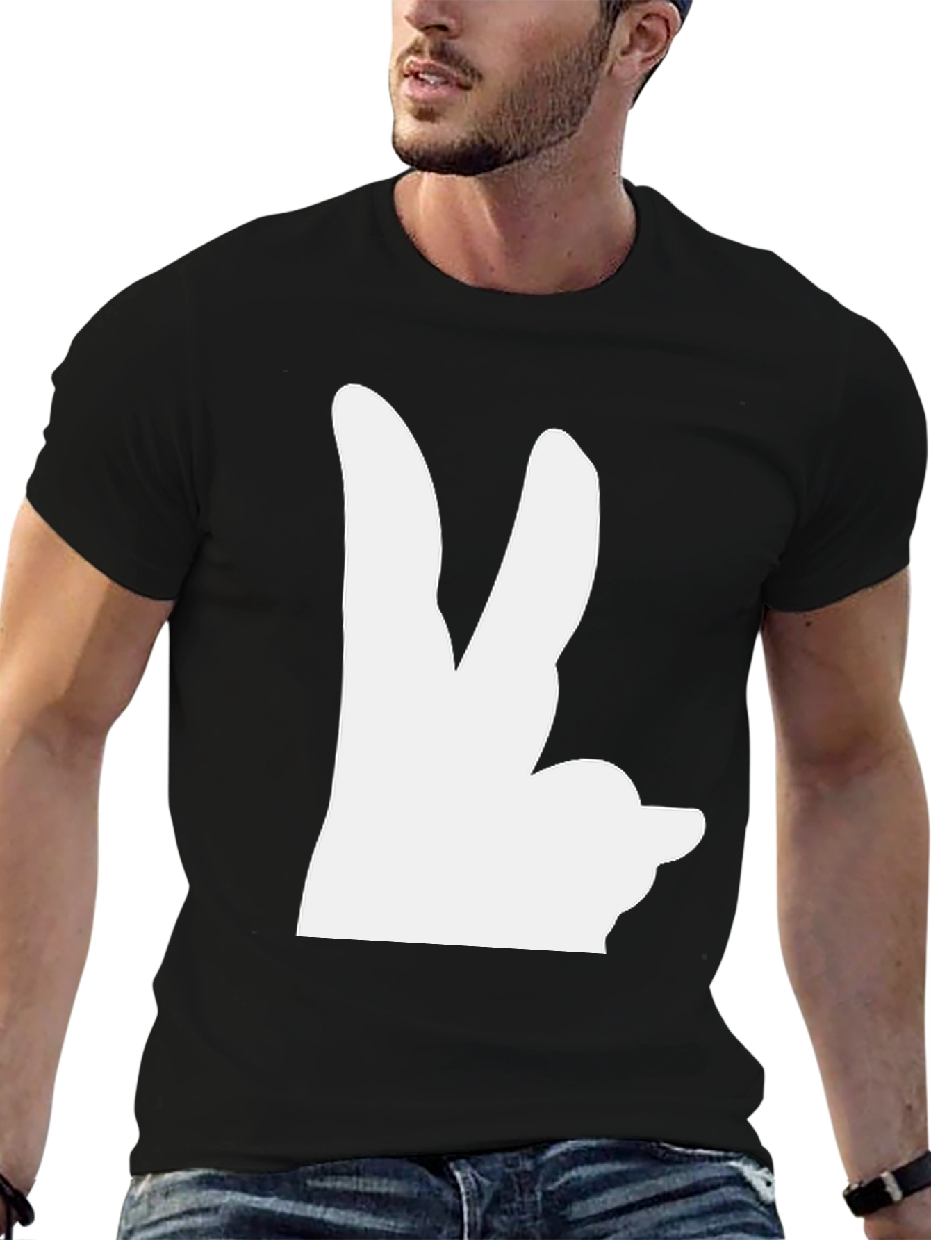 Bunny Hand T-Shirt - Black Graphic Tee