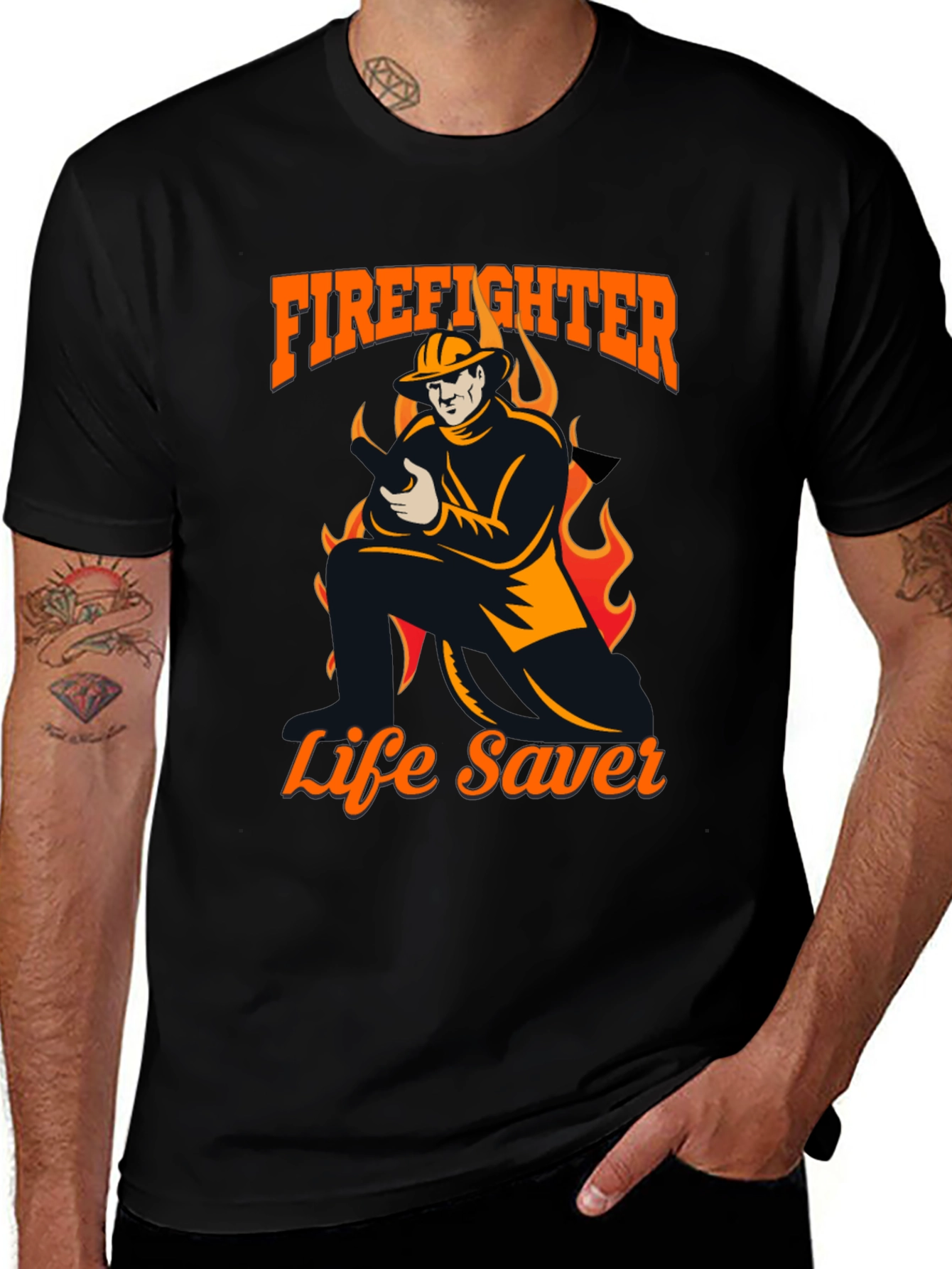 Firefighter Life Saver Graphic T-Shirt