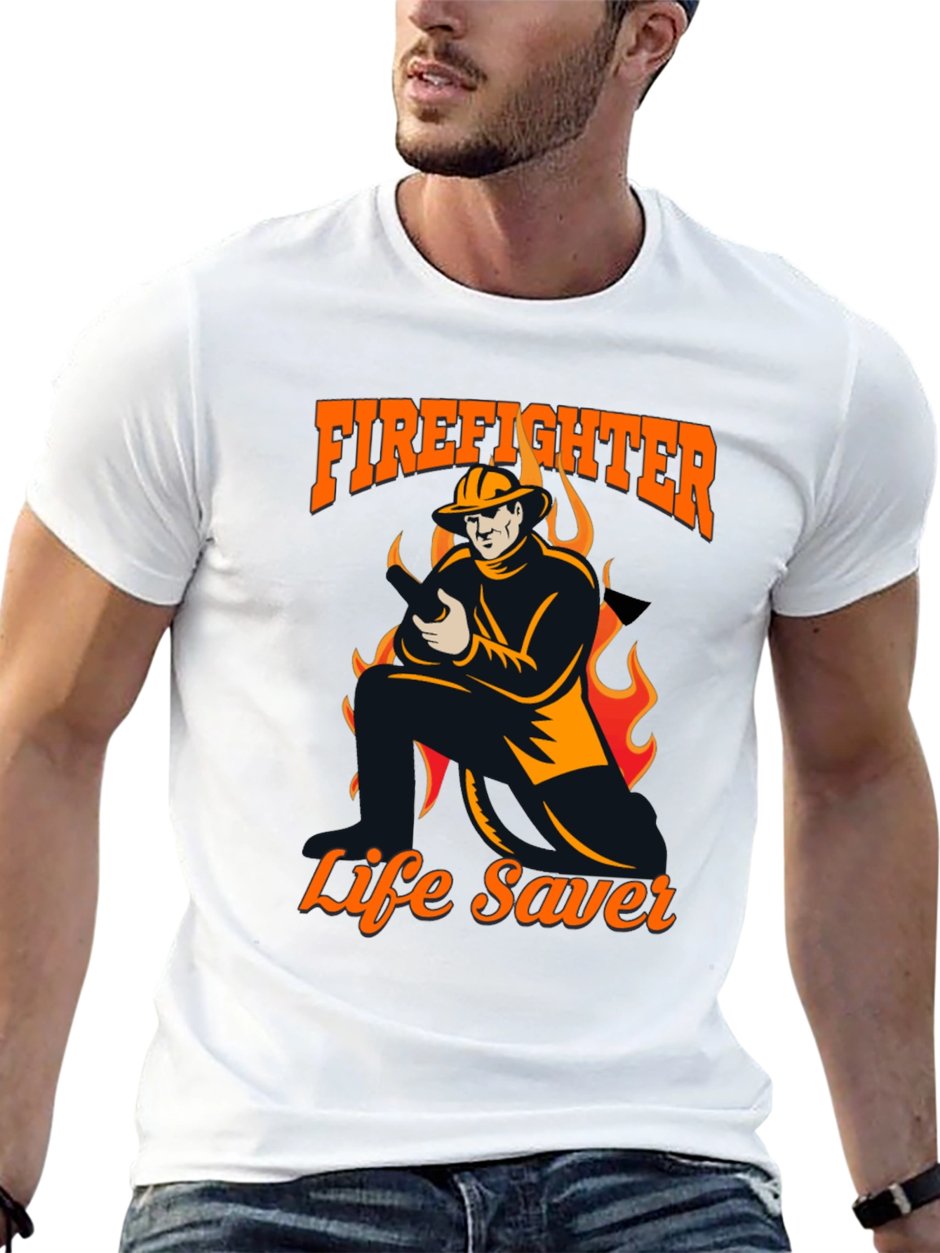 Firefighter Life Saver Graphic T-Shirt