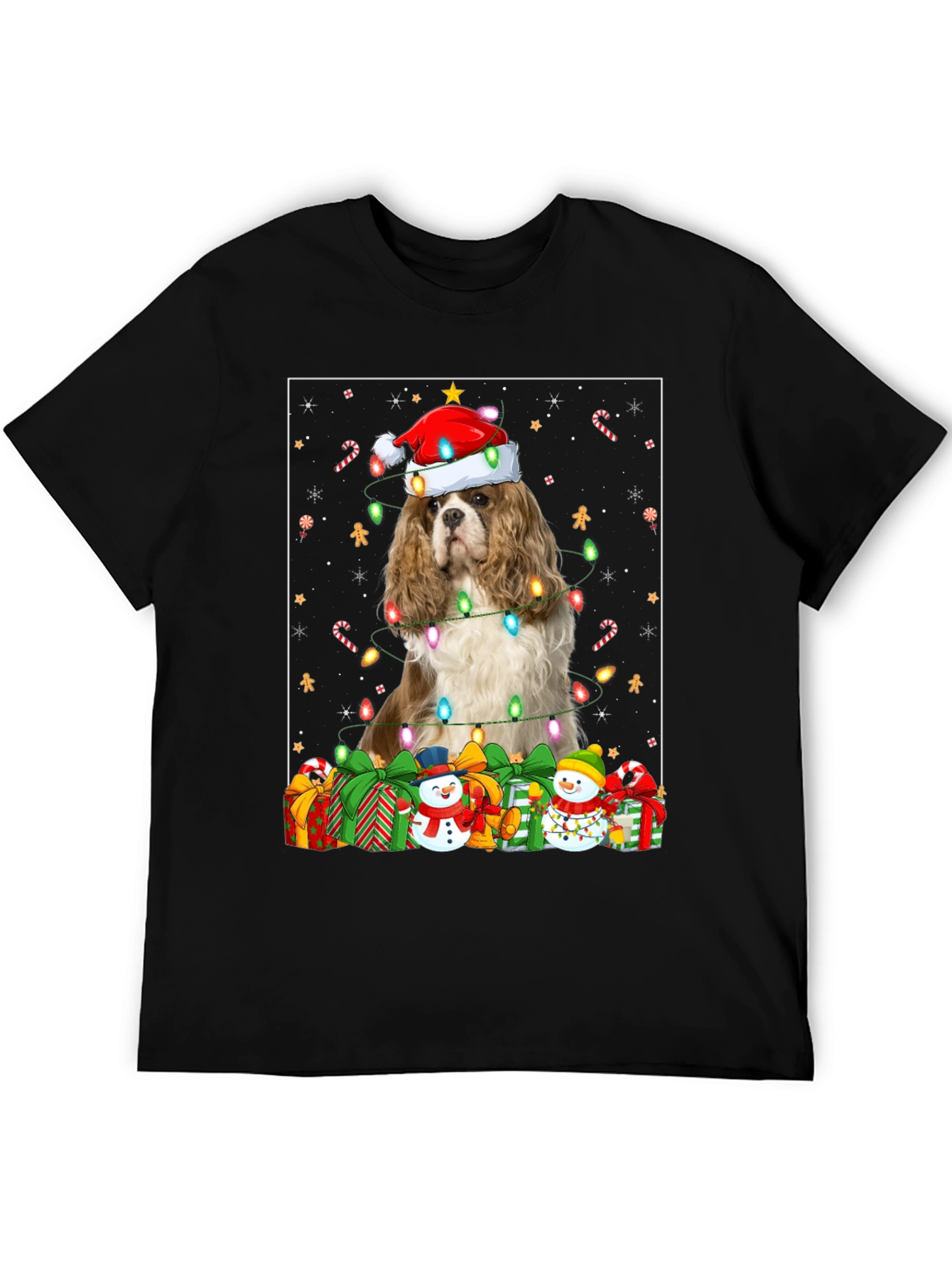 Christmas Dog T-Shirt: Cavalier in Santa Hat