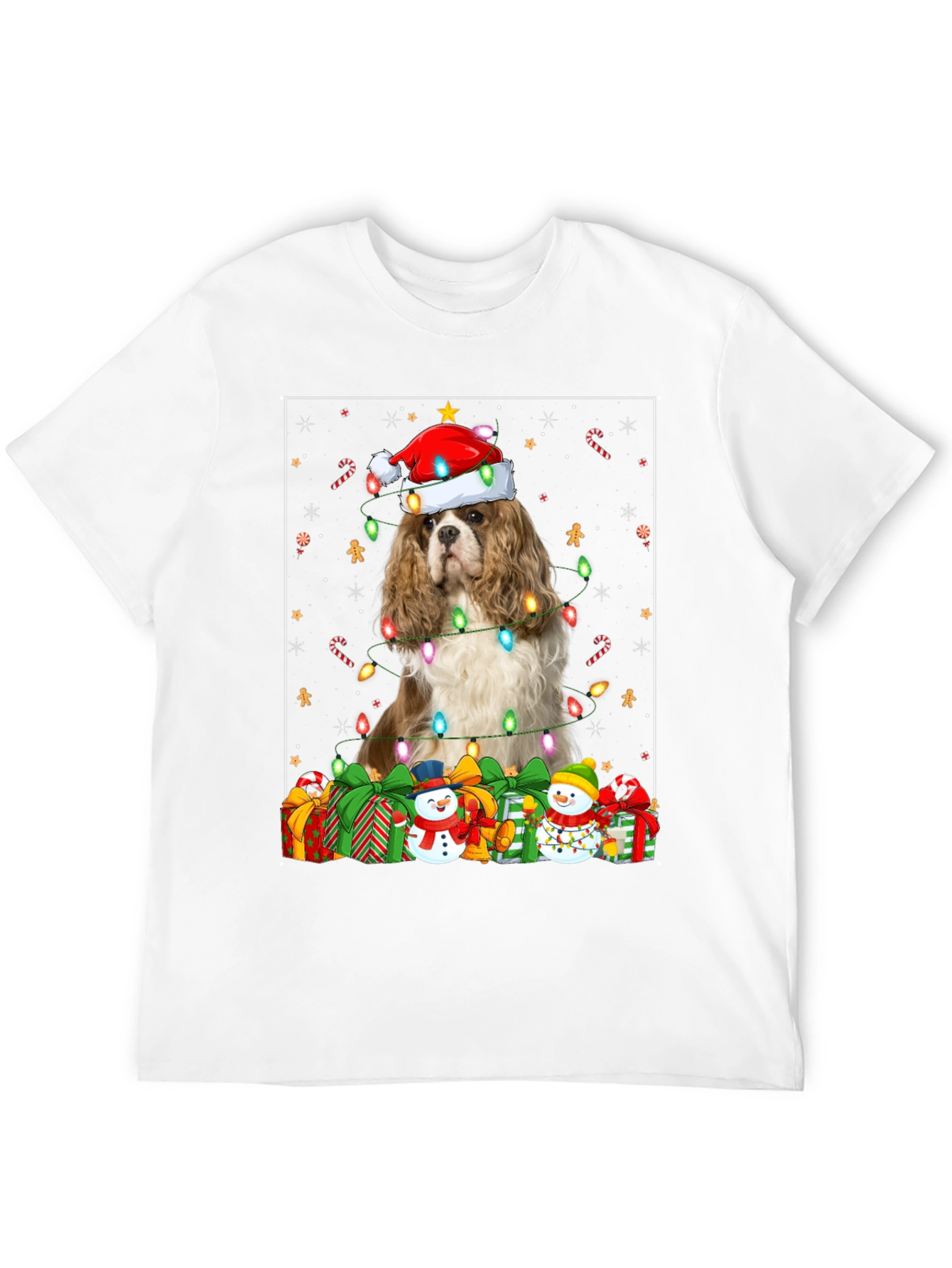 Christmas Dog T-Shirt: Cavalier in Santa Hat