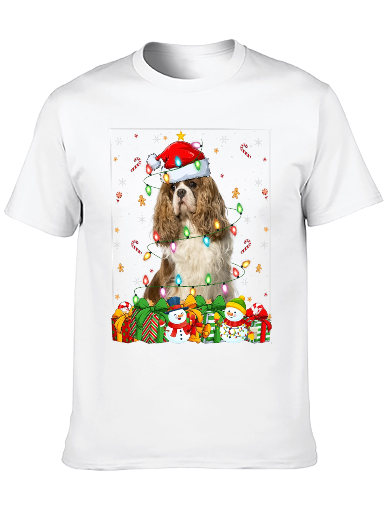 Christmas Dog T-Shirt: Cavalier in Santa Hat