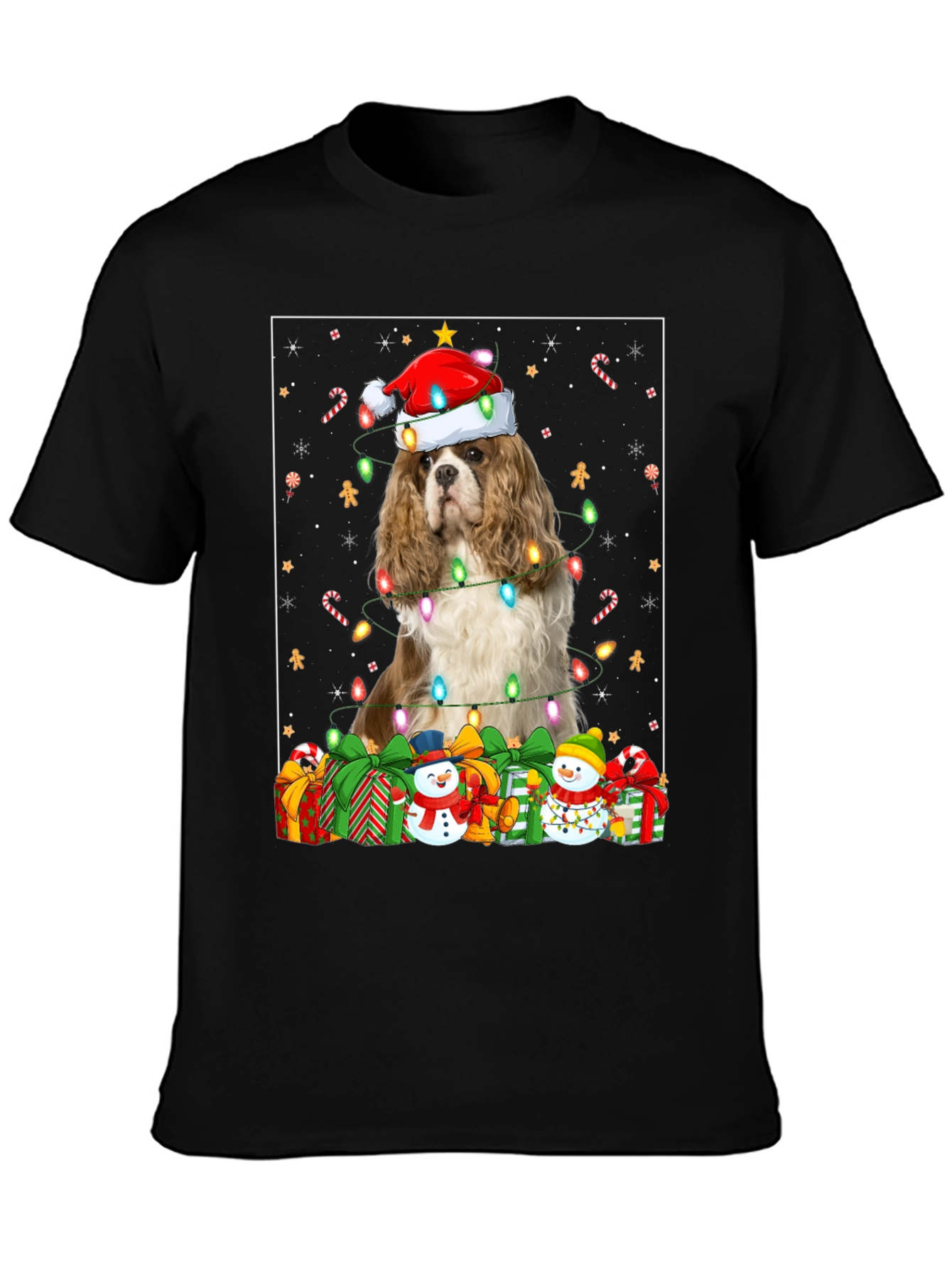 Christmas Dog T-Shirt: Cavalier in Santa Hat