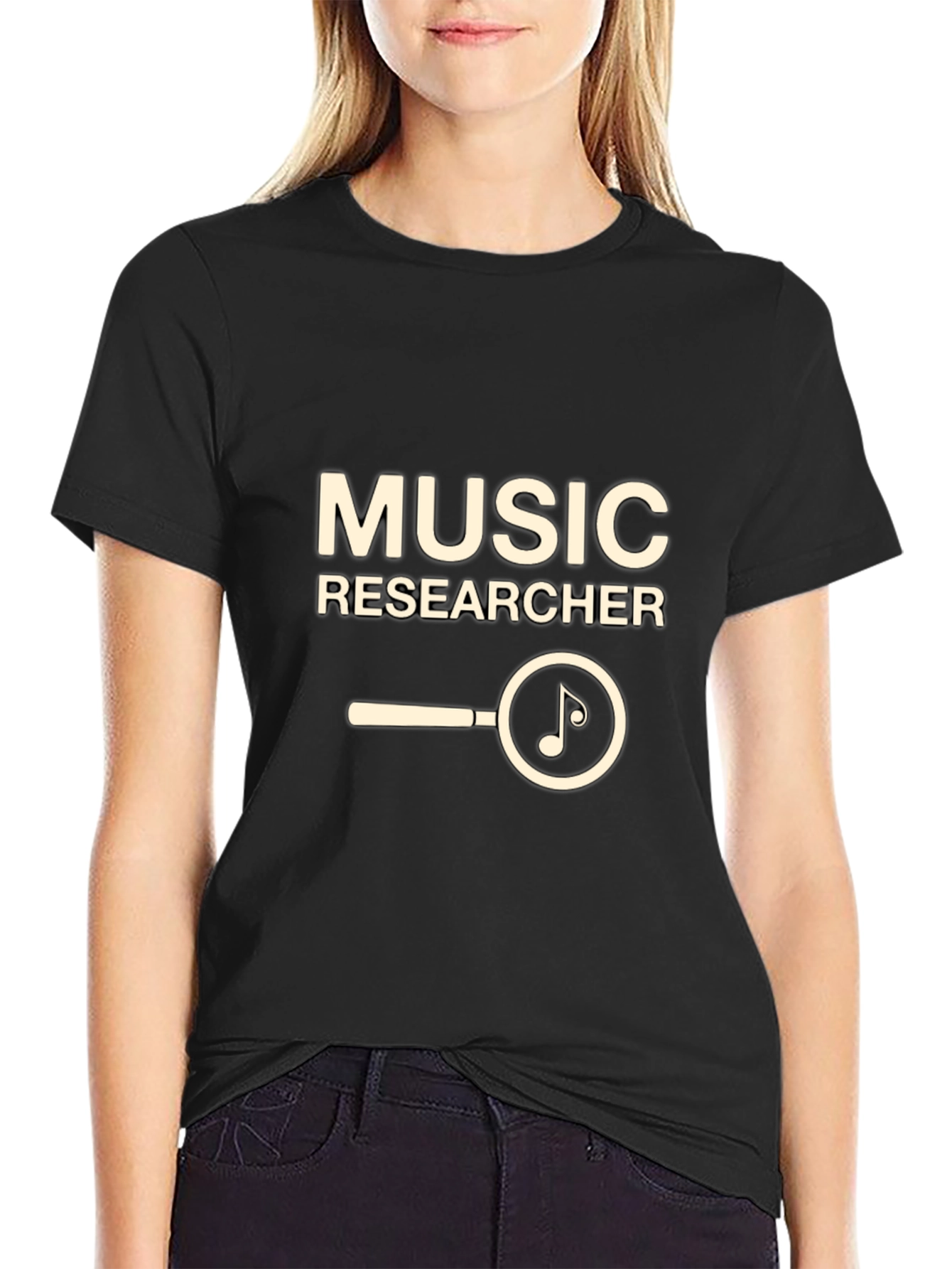 Music Researcher T-Shirt - Black Cotton Tee