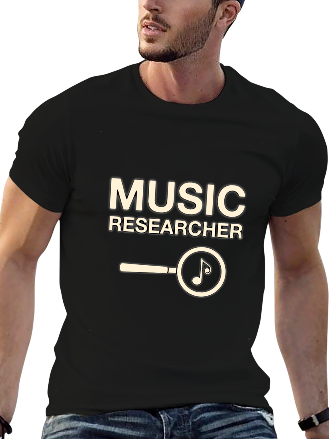Music Researcher T-Shirt - Black Cotton Tee