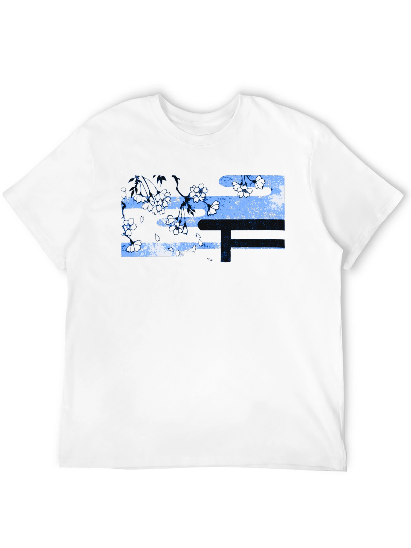 Black T-Shirt with Abstract Floral Design