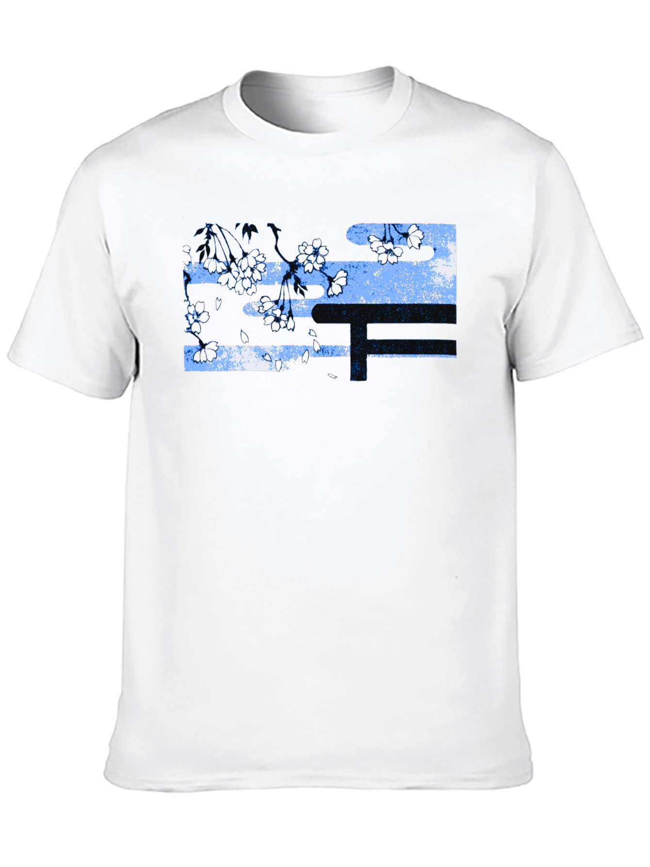 Black T-Shirt with Abstract Floral Design