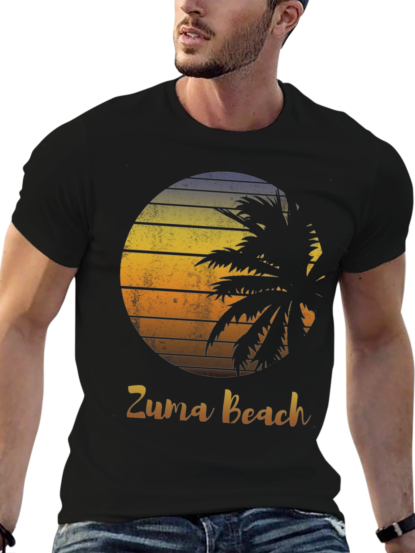 Zuma Beach Graphic Tee - Palm Tree Sunset