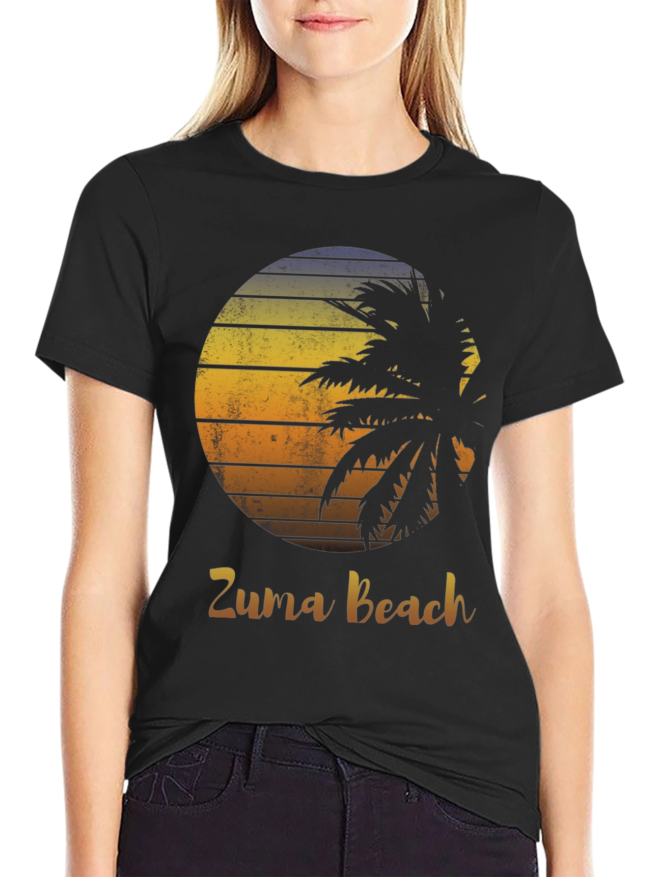 Zuma Beach Graphic Tee - Palm Tree Sunset