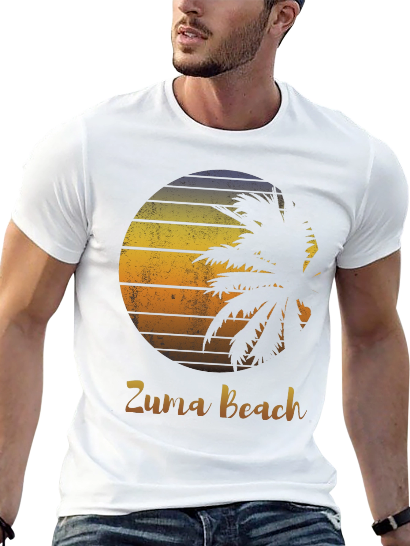 Zuma Beach Graphic Tee - Palm Tree Sunset
