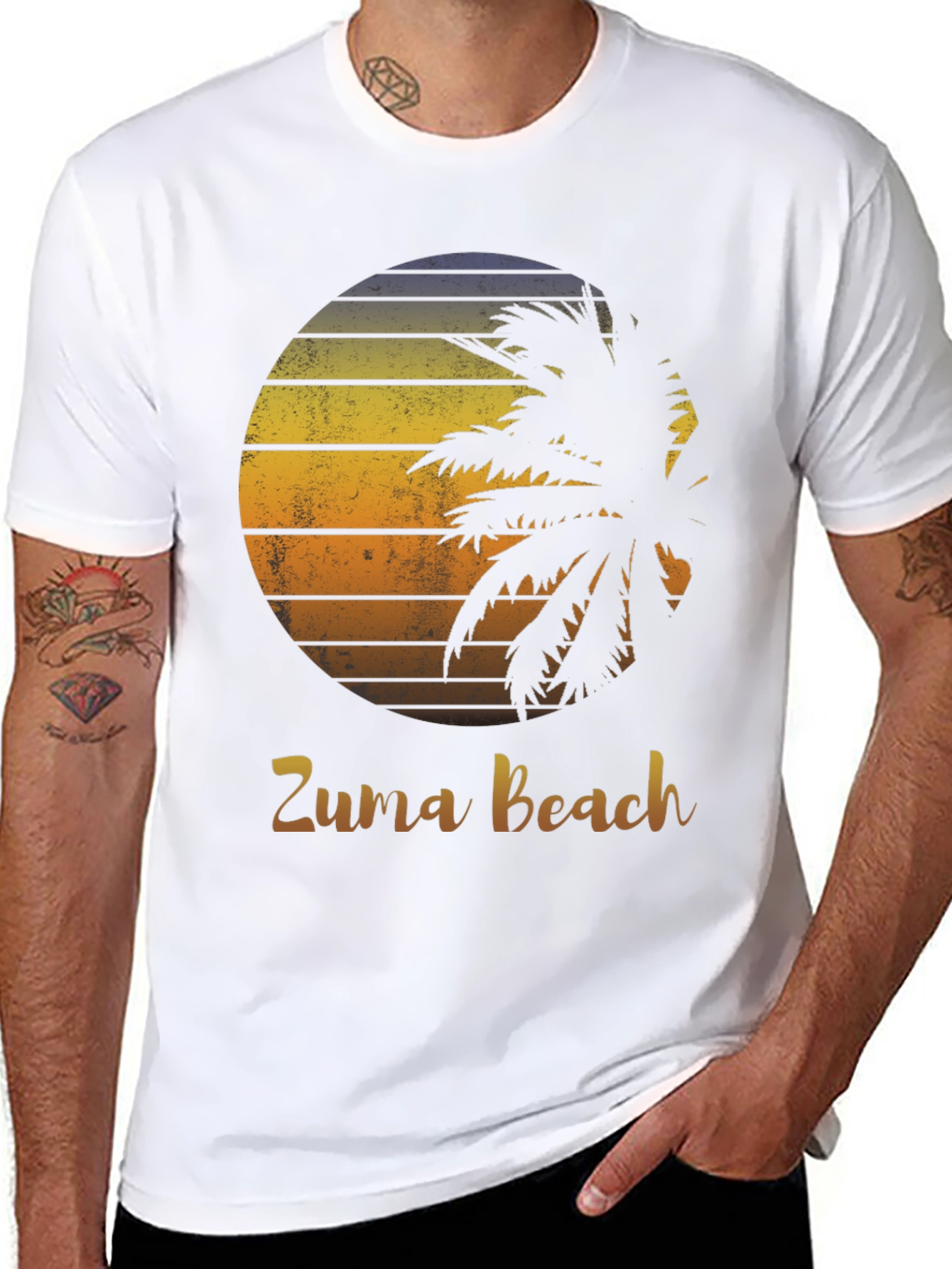 Zuma Beach Graphic Tee - Palm Tree Sunset