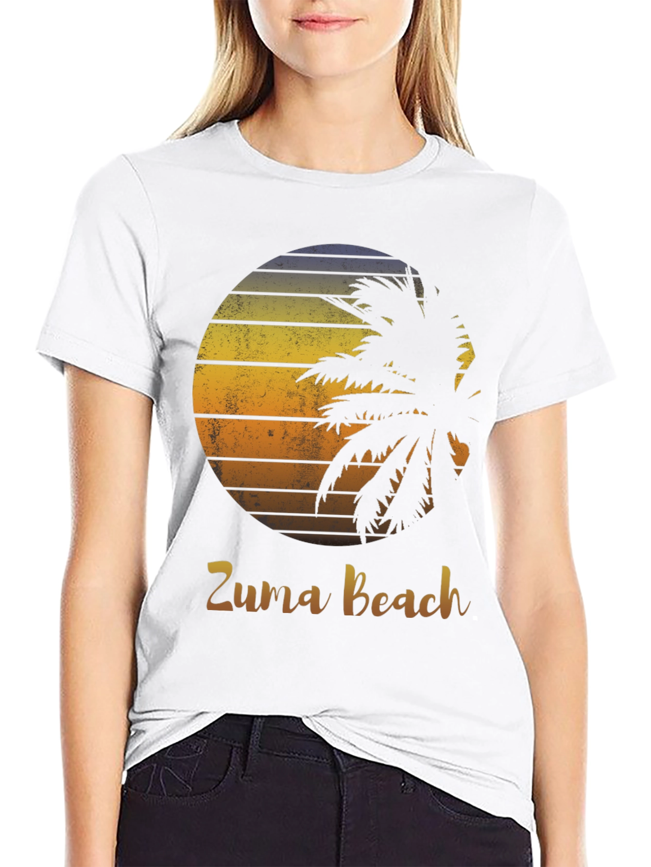 Zuma Beach Graphic Tee - Palm Tree Sunset