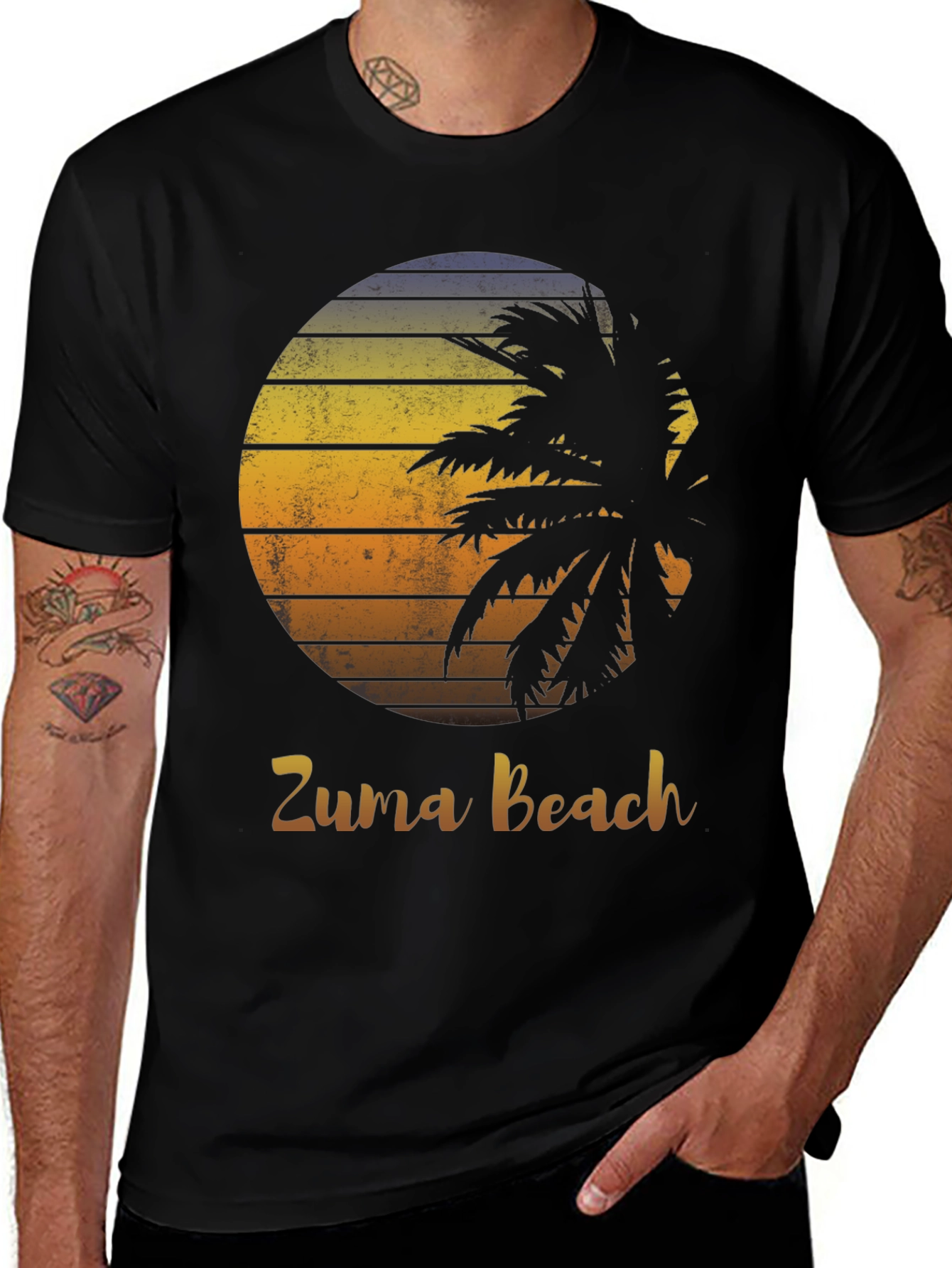 Zuma Beach Graphic Tee - Palm Tree Sunset
