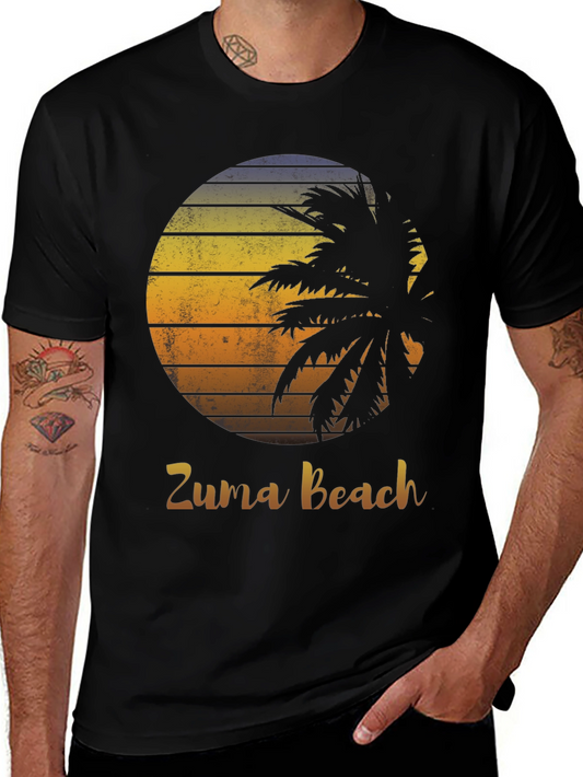 Zuma Beach Graphic Tee - Palm Tree Sunset