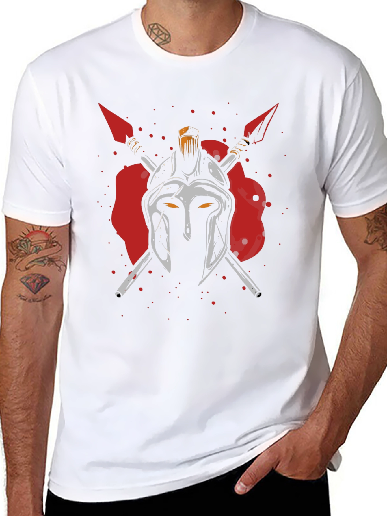 Spartan Helmet Graphic Print Black T-Shirt