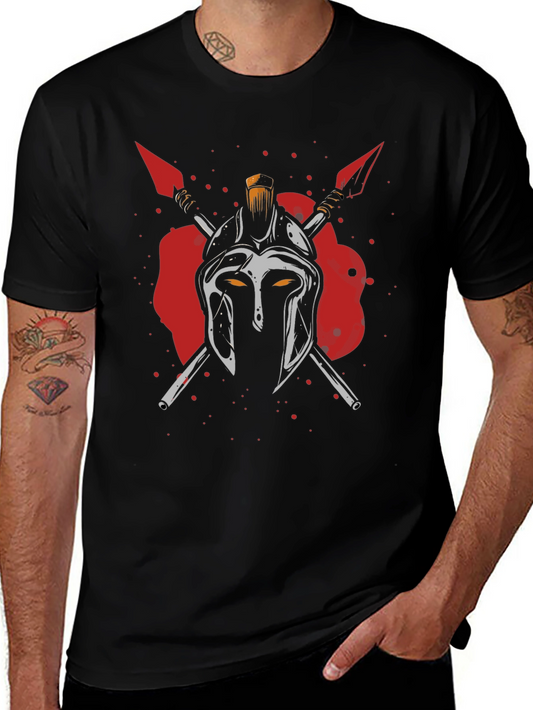 Spartan Helmet Graphic Print Black T-Shirt