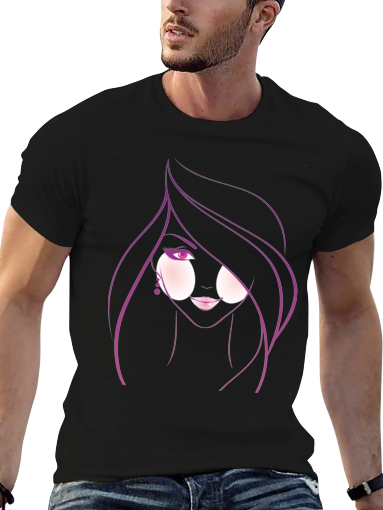 Stylish Graphic Tee - Woman Portrait Design