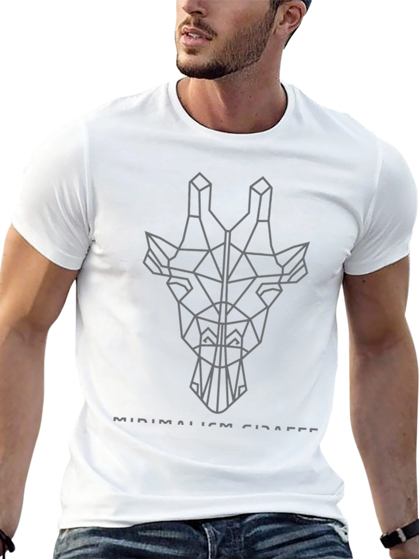 Geometric Giraffe Graphic Tee - Minimalist Style