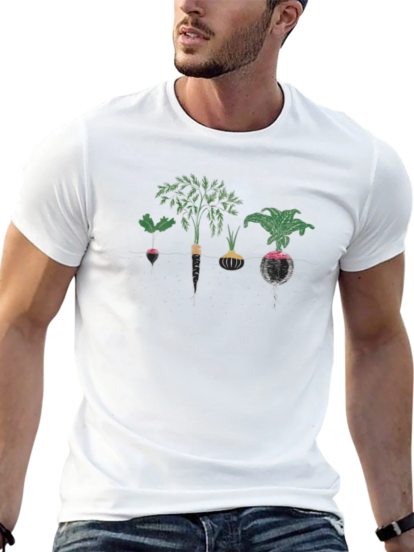 Root Vegetable Graphic Tee - Black Cotton