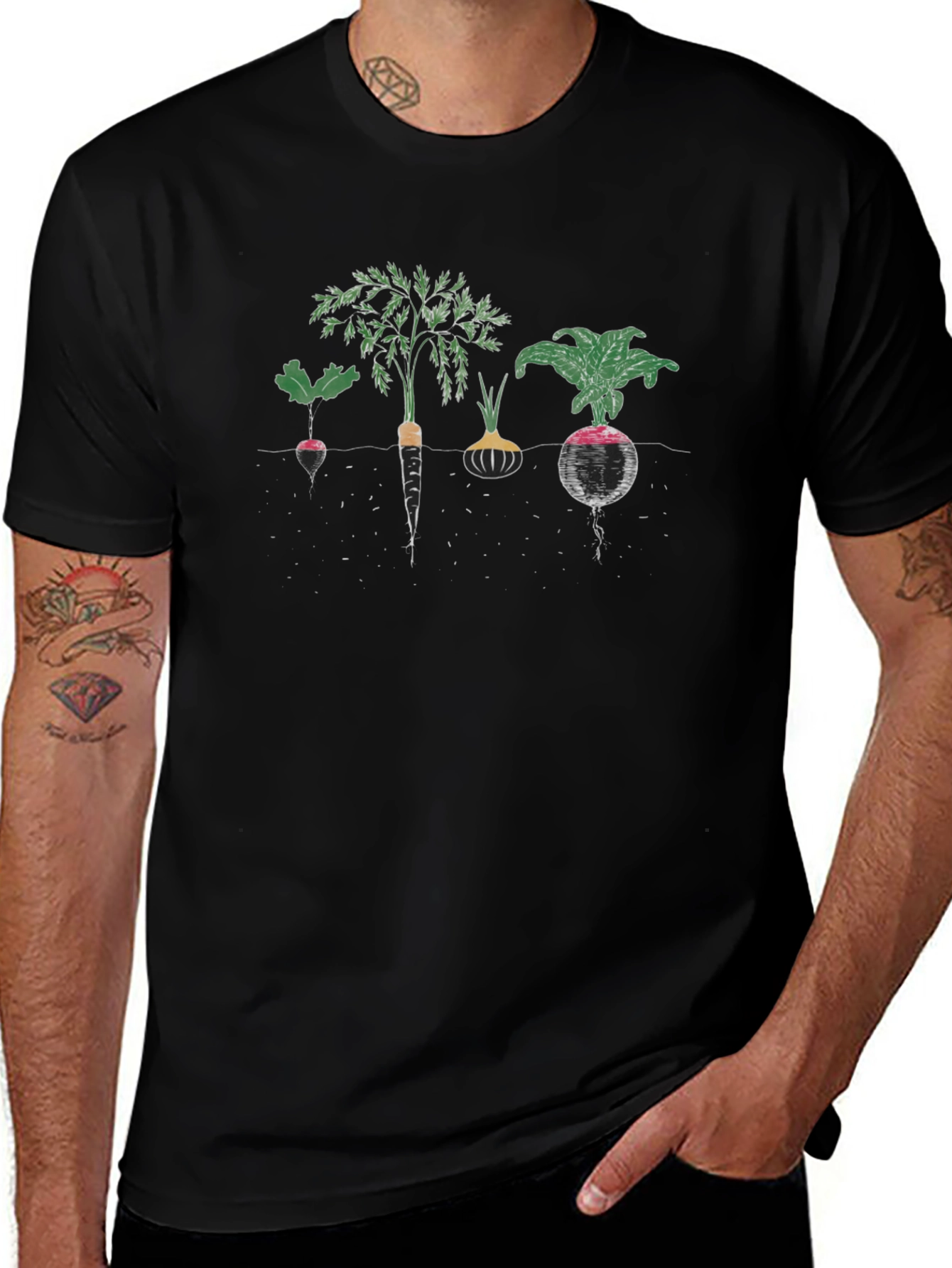 Root Vegetable Graphic Tee - Black Cotton