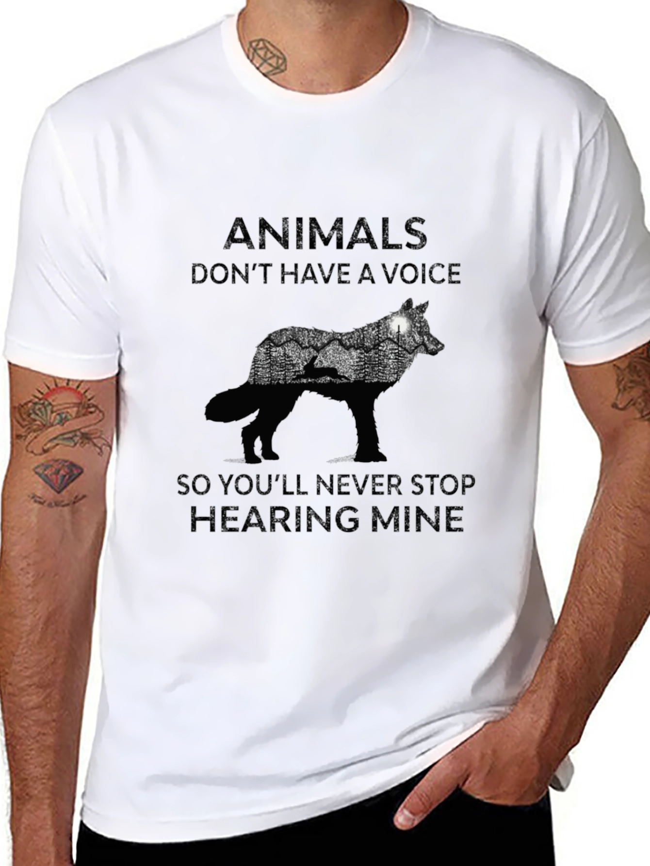 Animals Dont Have A Voice Wolf Graphic Tee