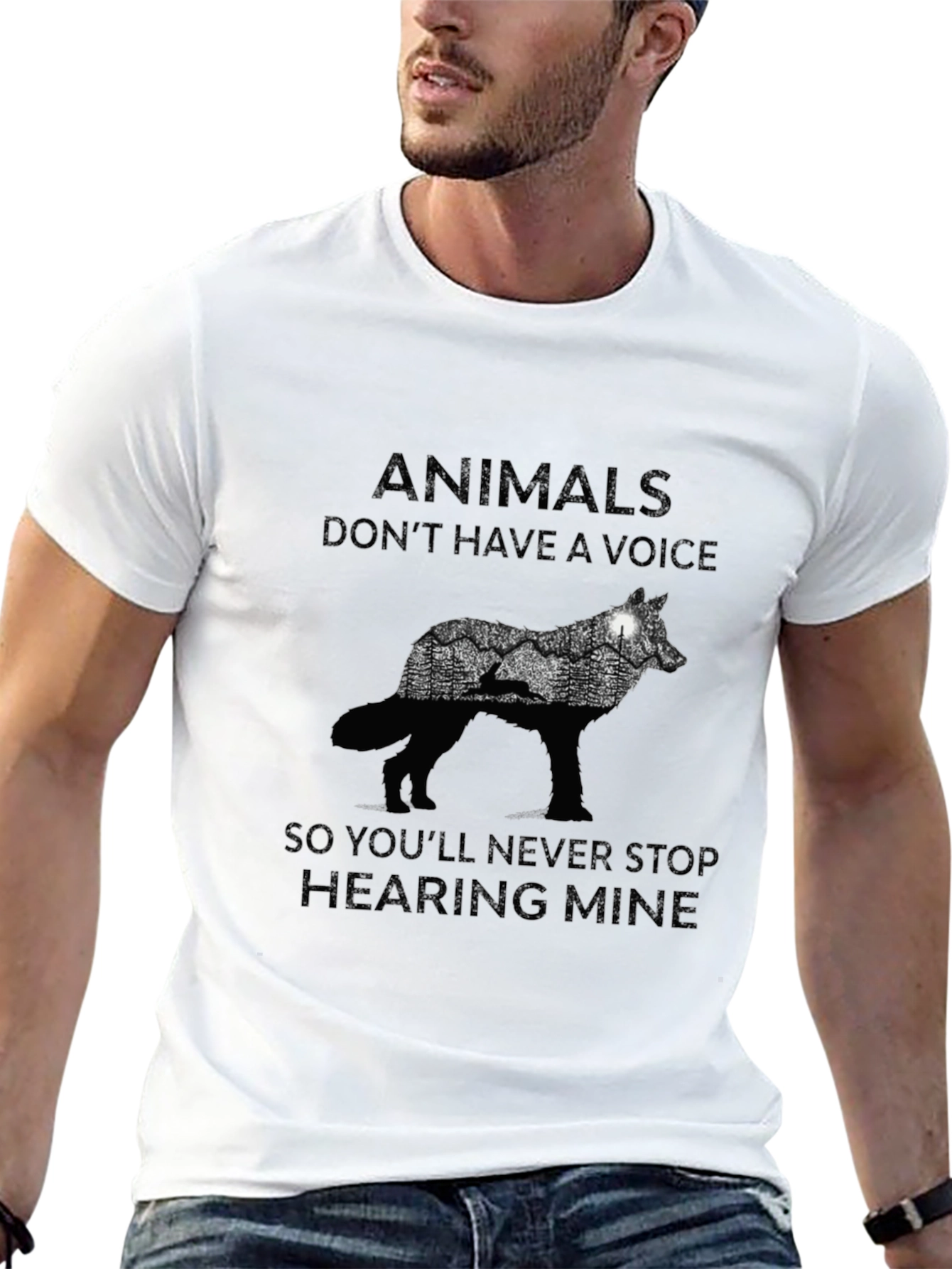 Animals Dont Have A Voice Wolf Graphic Tee