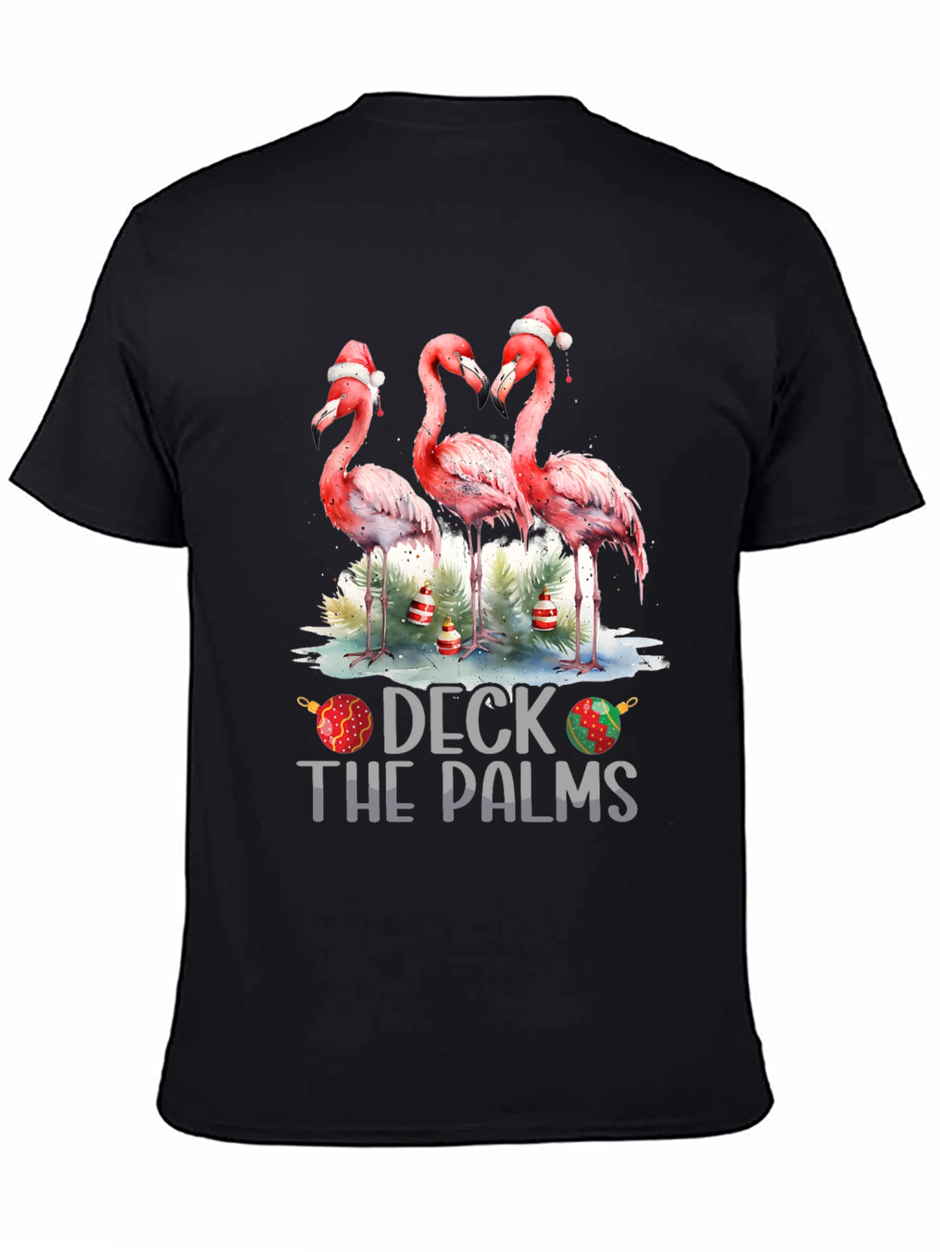 Deck The Palms Flamingo Christmas T-Shirt