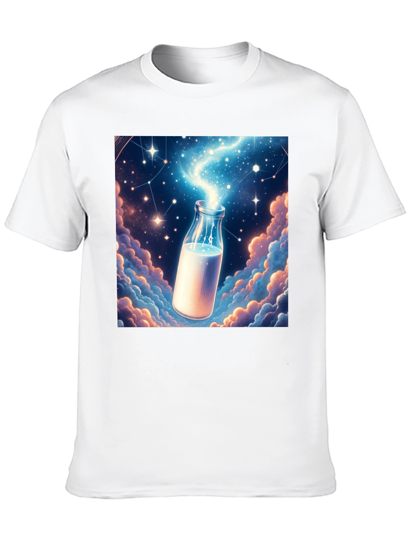 Cosmic Milk Bottle Graphic Tee - Black Cotton Blend