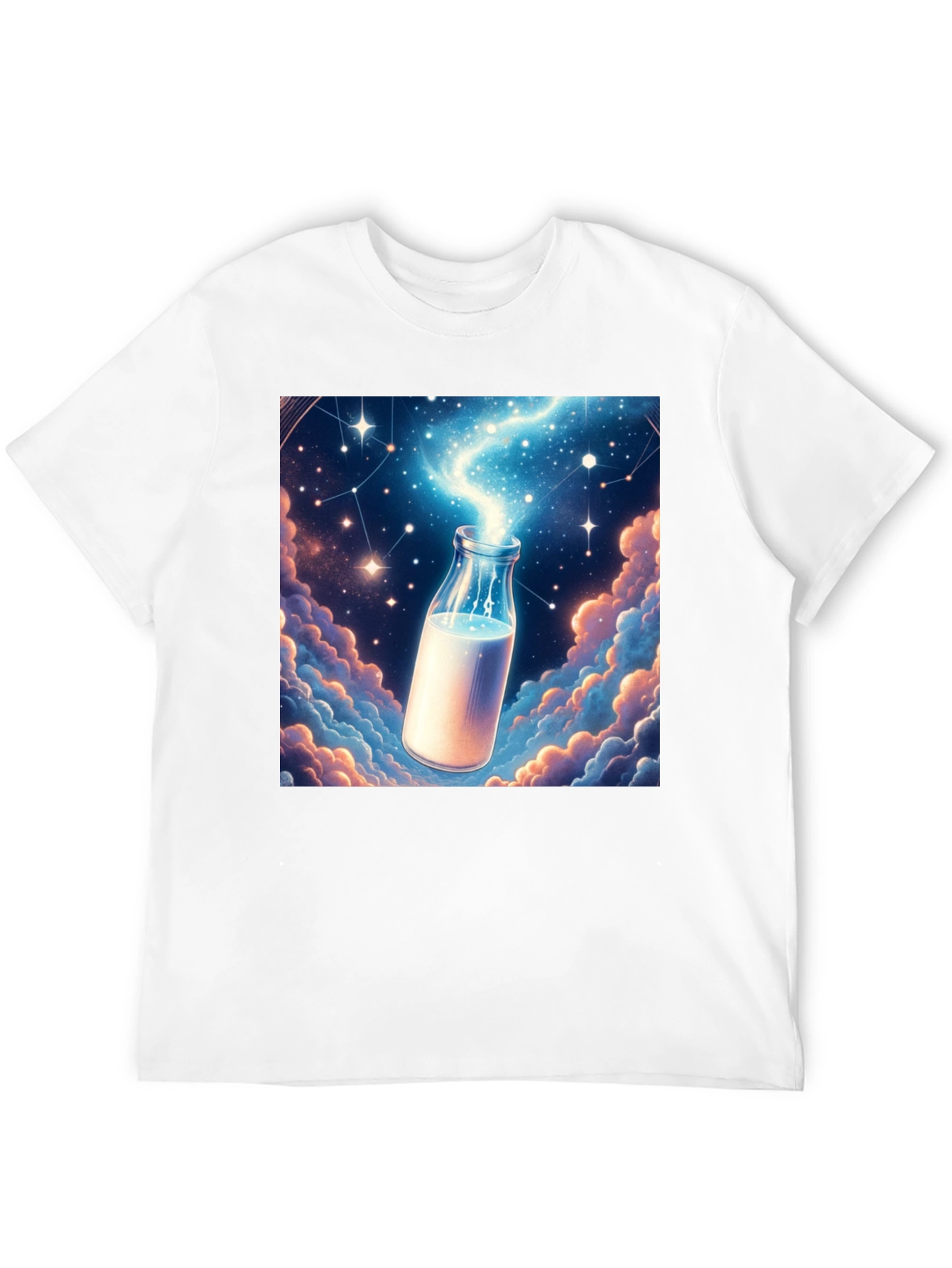 Cosmic Milk Bottle Graphic Tee - Black Cotton Blend