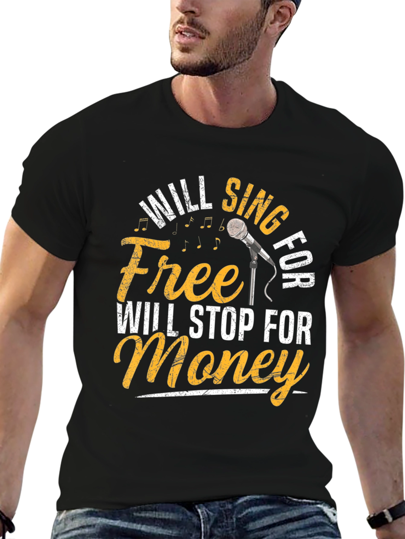 Will Sing for Free Mens Black T-Shirt
