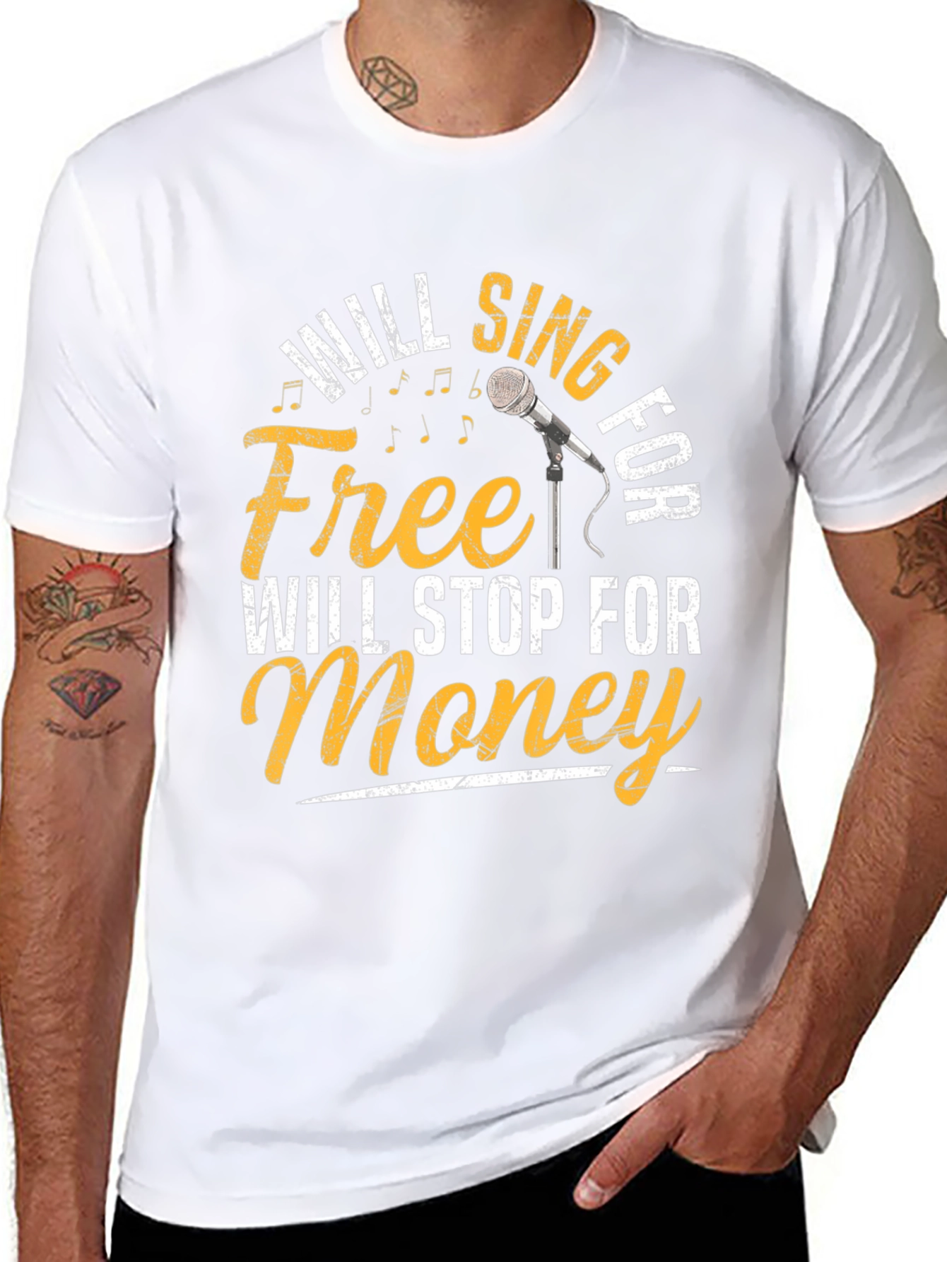 Will Sing for Free Mens Black T-Shirt