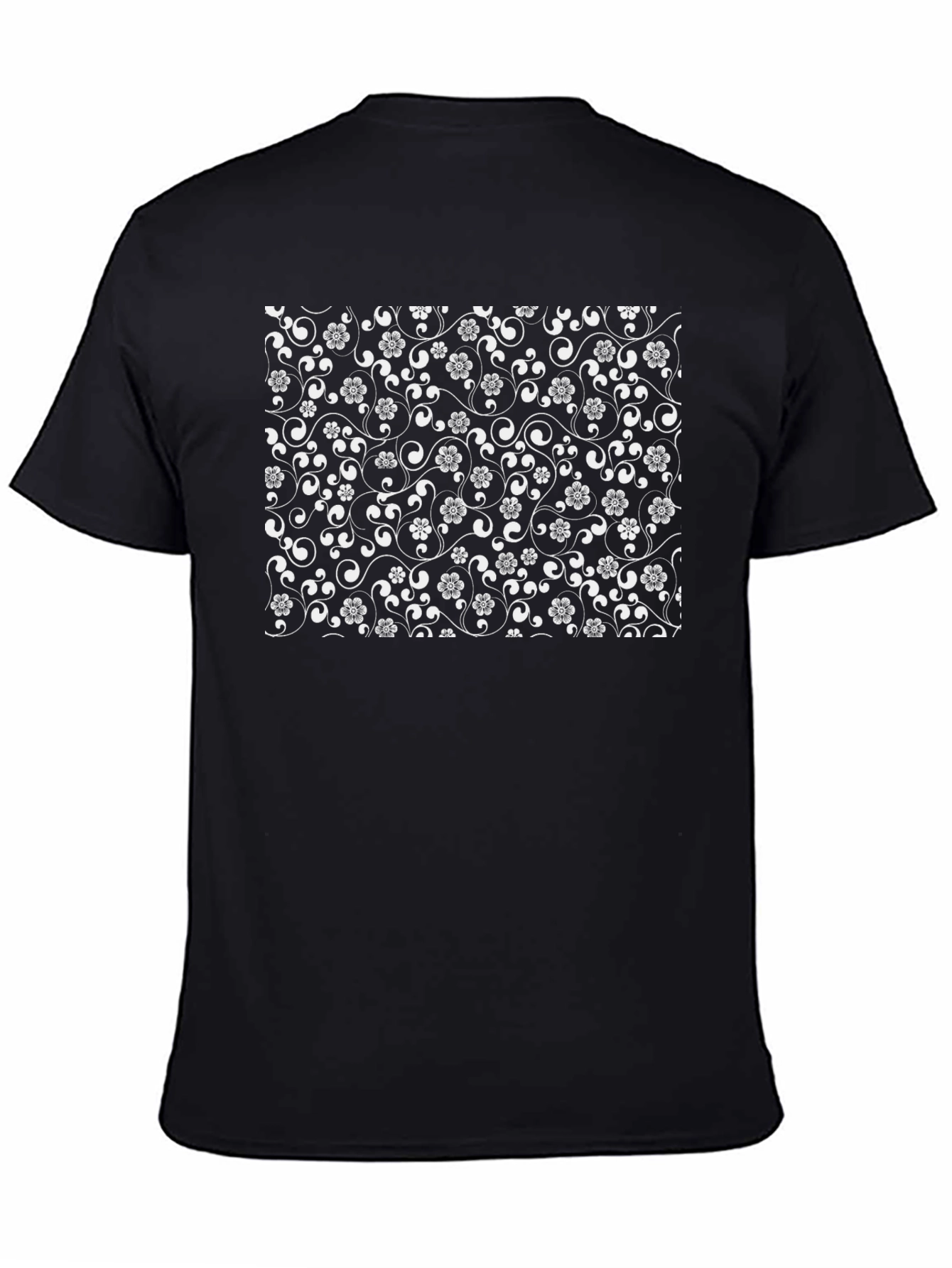 Black Floral Pattern T-Shirt