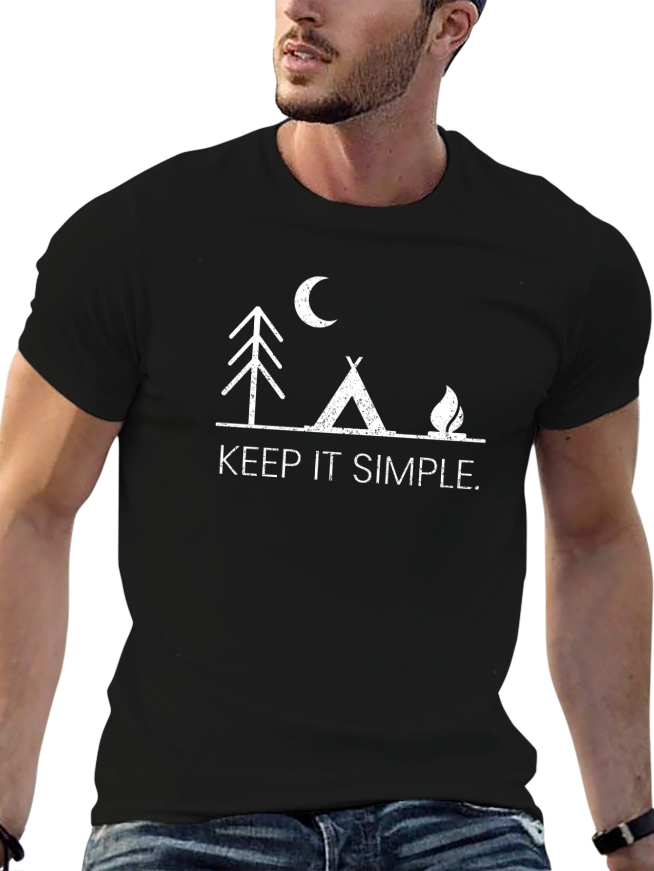 Keep It Simple Camping Graphic Tee - Black