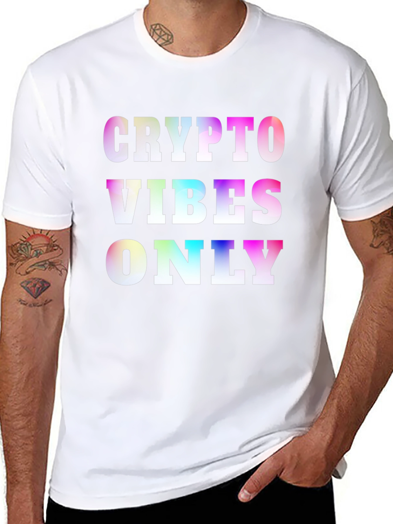Crypto Vibes Only Rainbow Graphic Tee