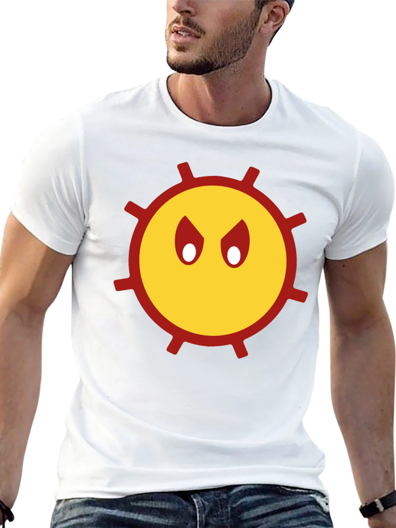 Grumpy Sun Graphic Tee - Black Cotton Shirt