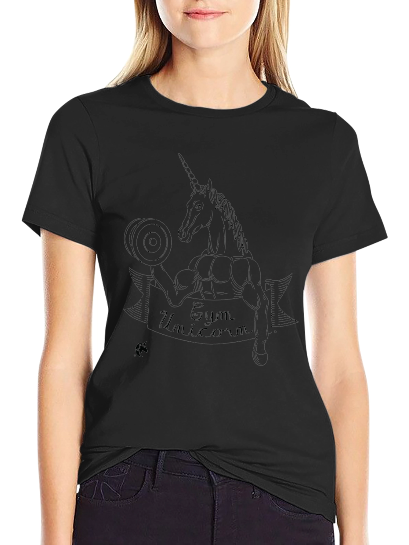 Gym Unicorn Black Graphic Tee