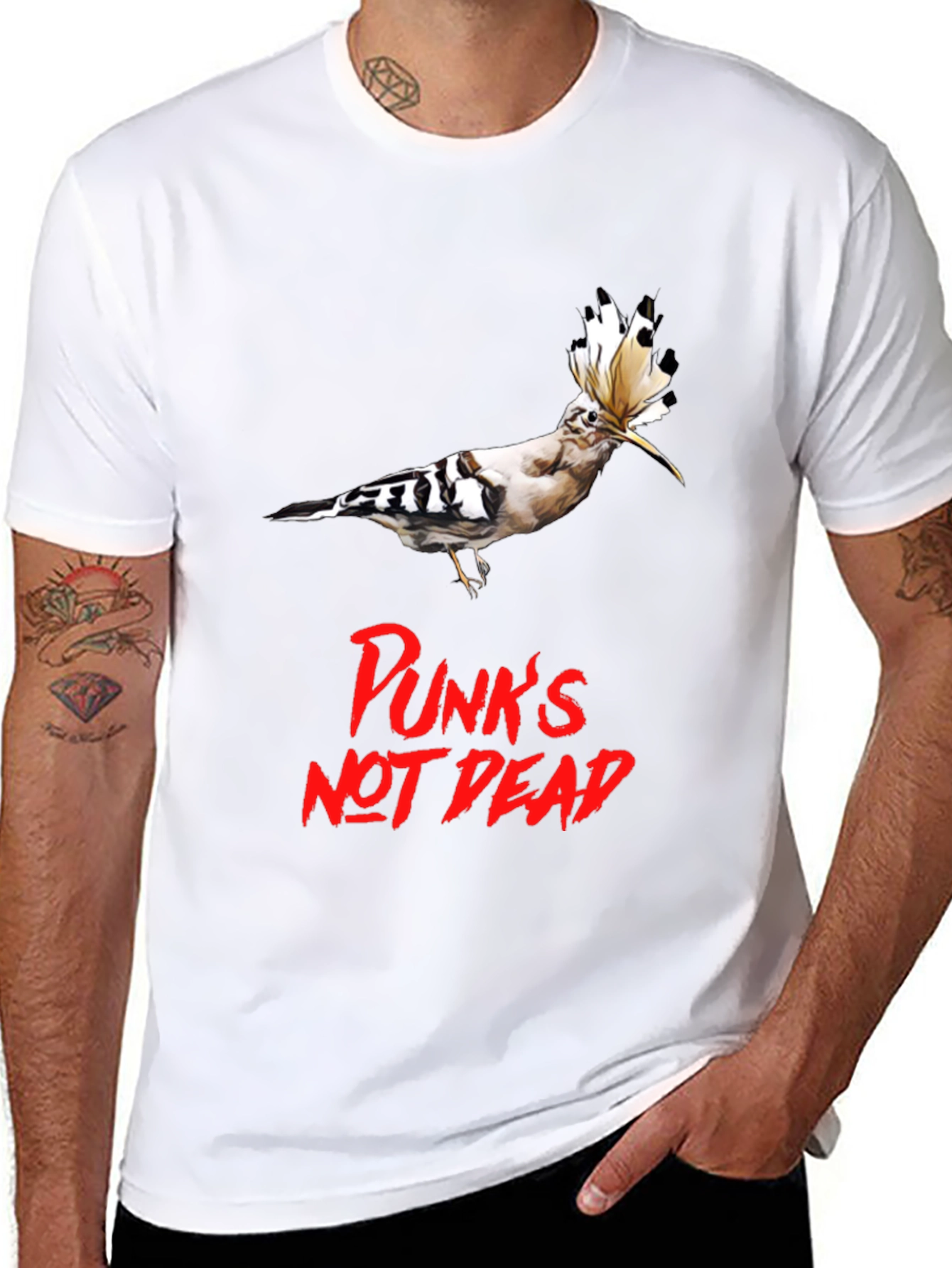 Punks Not Dead Hoopoe Bird Graphic Tee