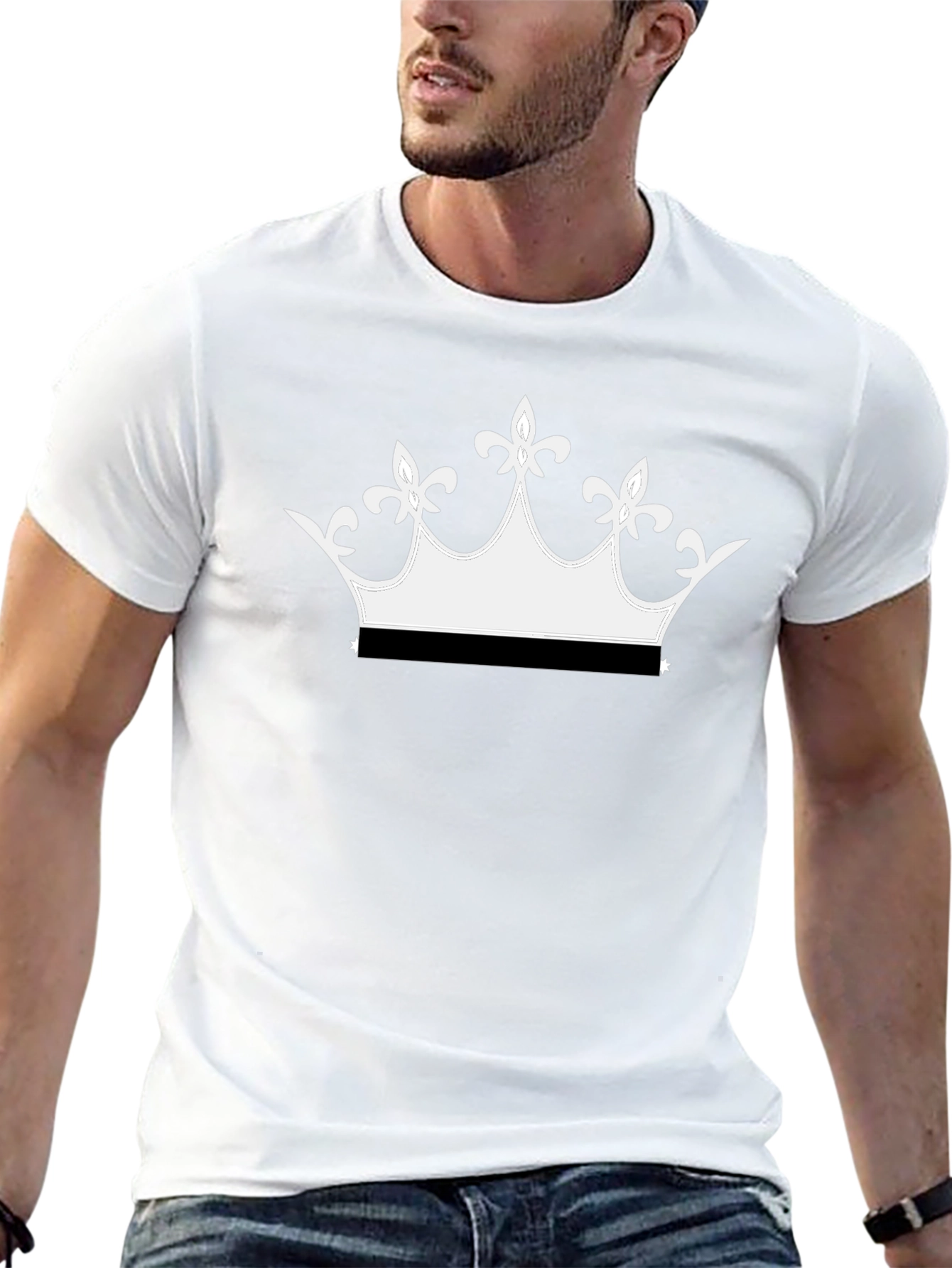 Black T-Shirt with Crown Graphic